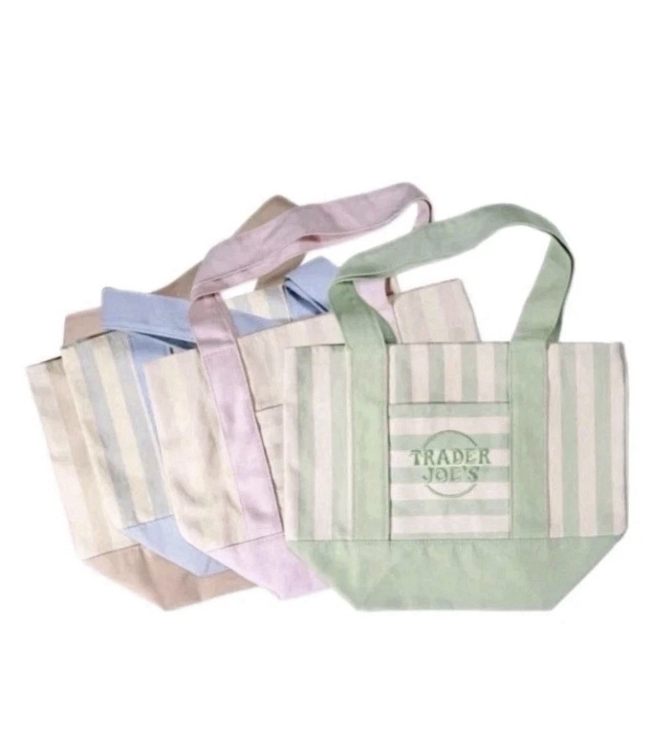 Trader Joe’s Mini Canvas Tote Bag Striped Multicolor 13x11x6 Reusable