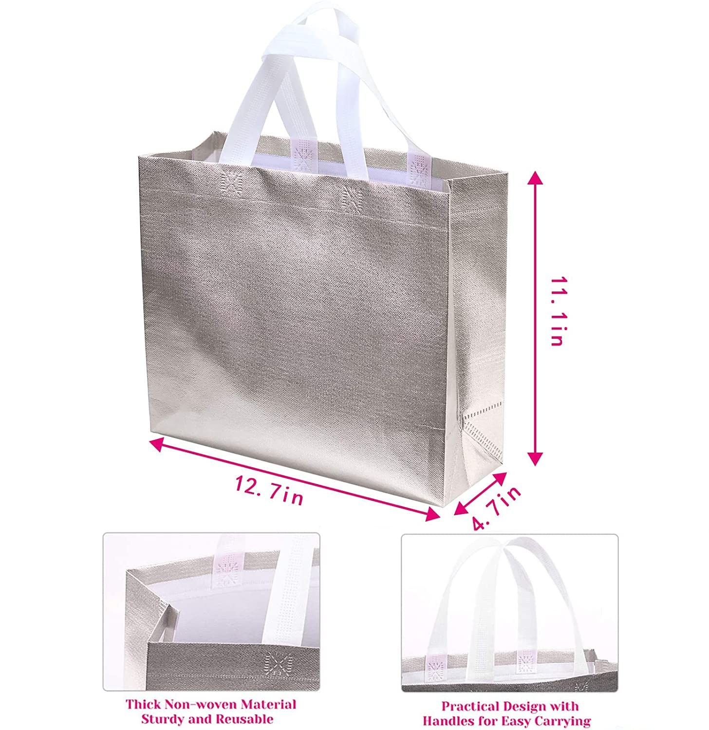 Set of 12 Glossy Reusable Grocery Bags Reusable Bags with Handles Bachelorett…