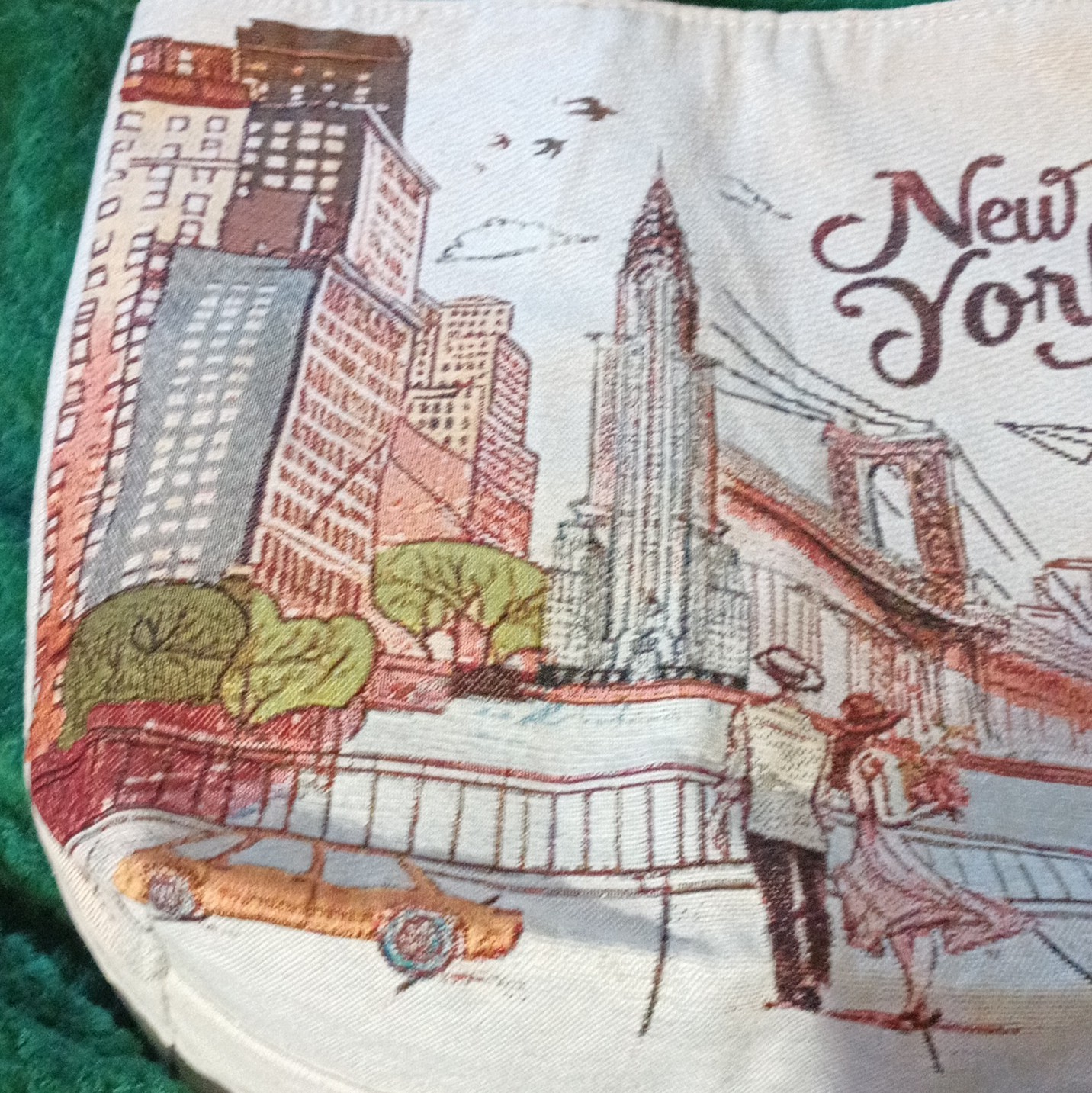 New York City Skyline Cityscape Tote Reusable Shopping Bag Beige Multicolor