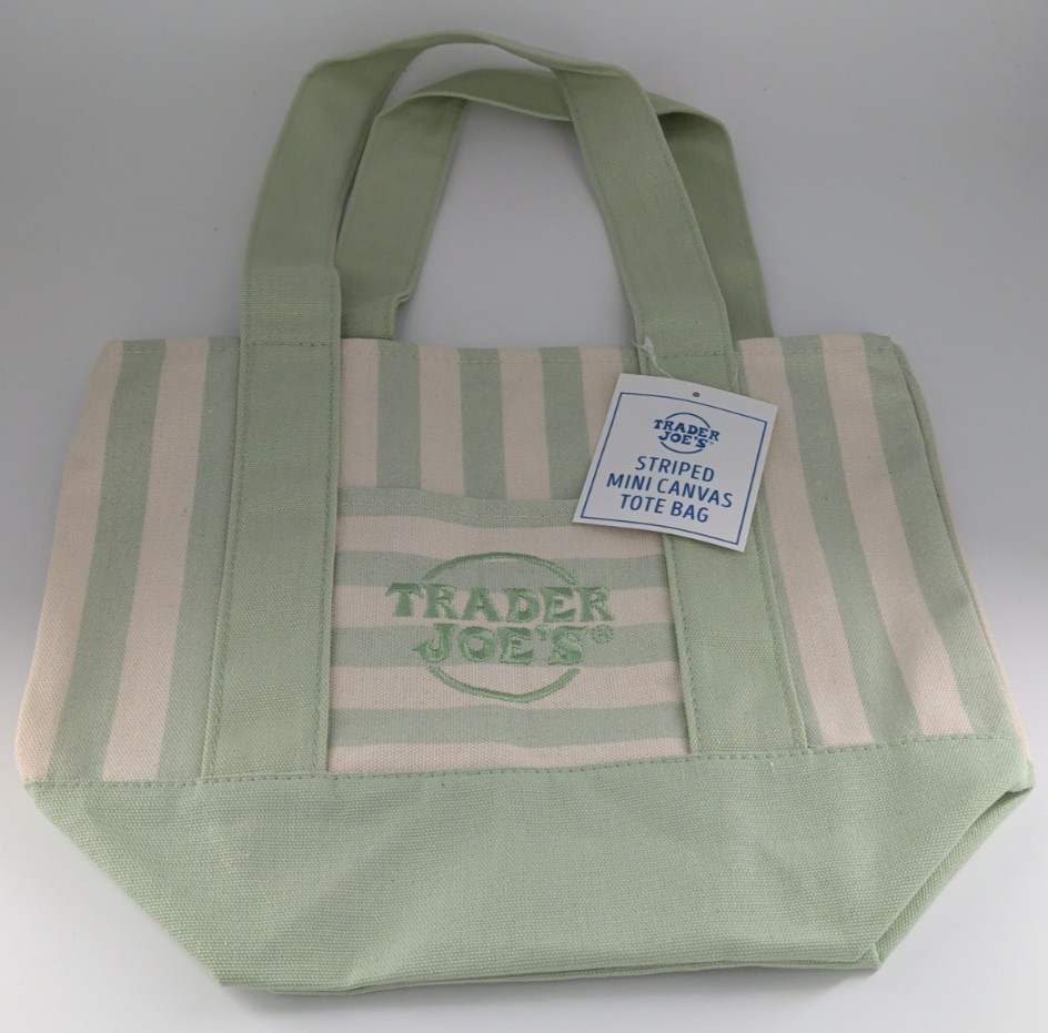 Trader Joe’s Striped Canvas Mini Tote Bags, Multicolor NWT Complete Set Of 4