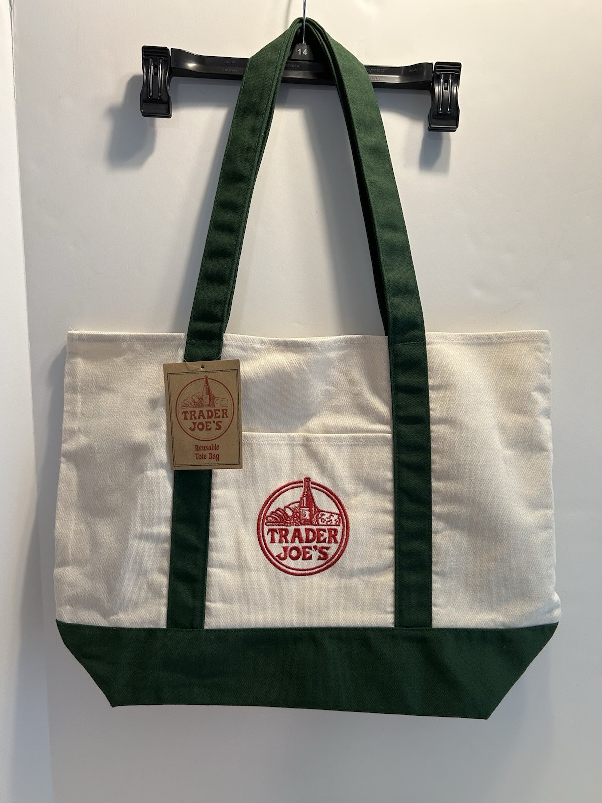 NEW Trader Joes Reusable Large Bag And Canvas Mini Tote Set of 3 Green & Red