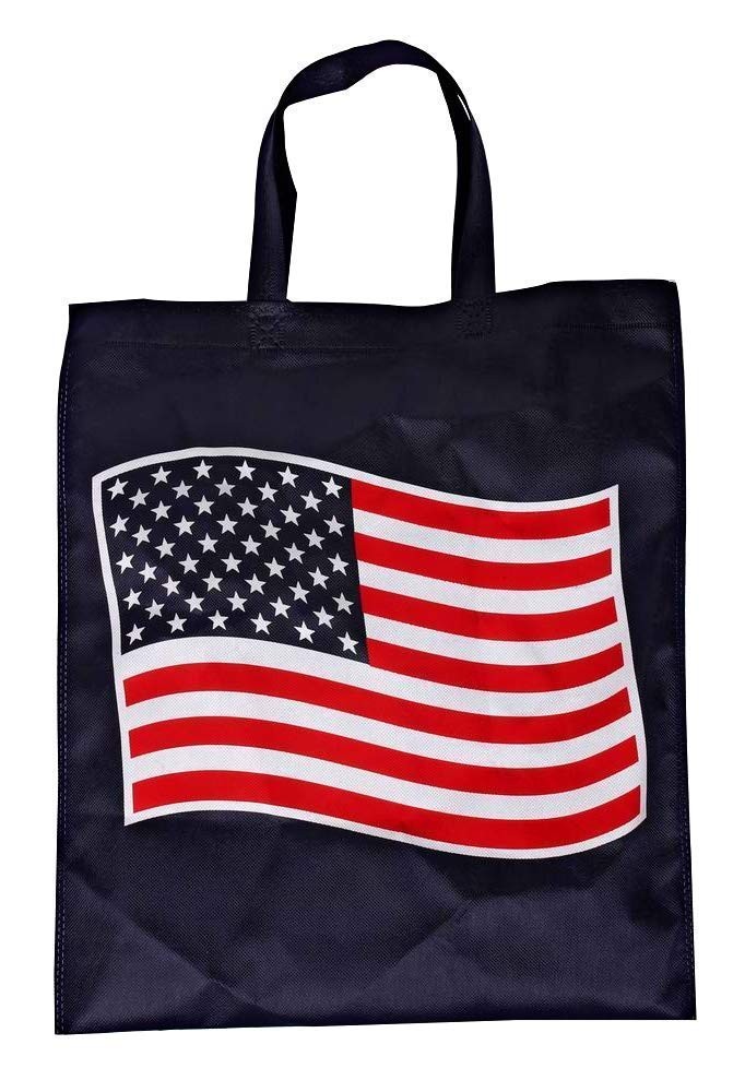 Bulk 24 Pack Patriotic Flag Reuseable Shopping Bag Tote Asst
