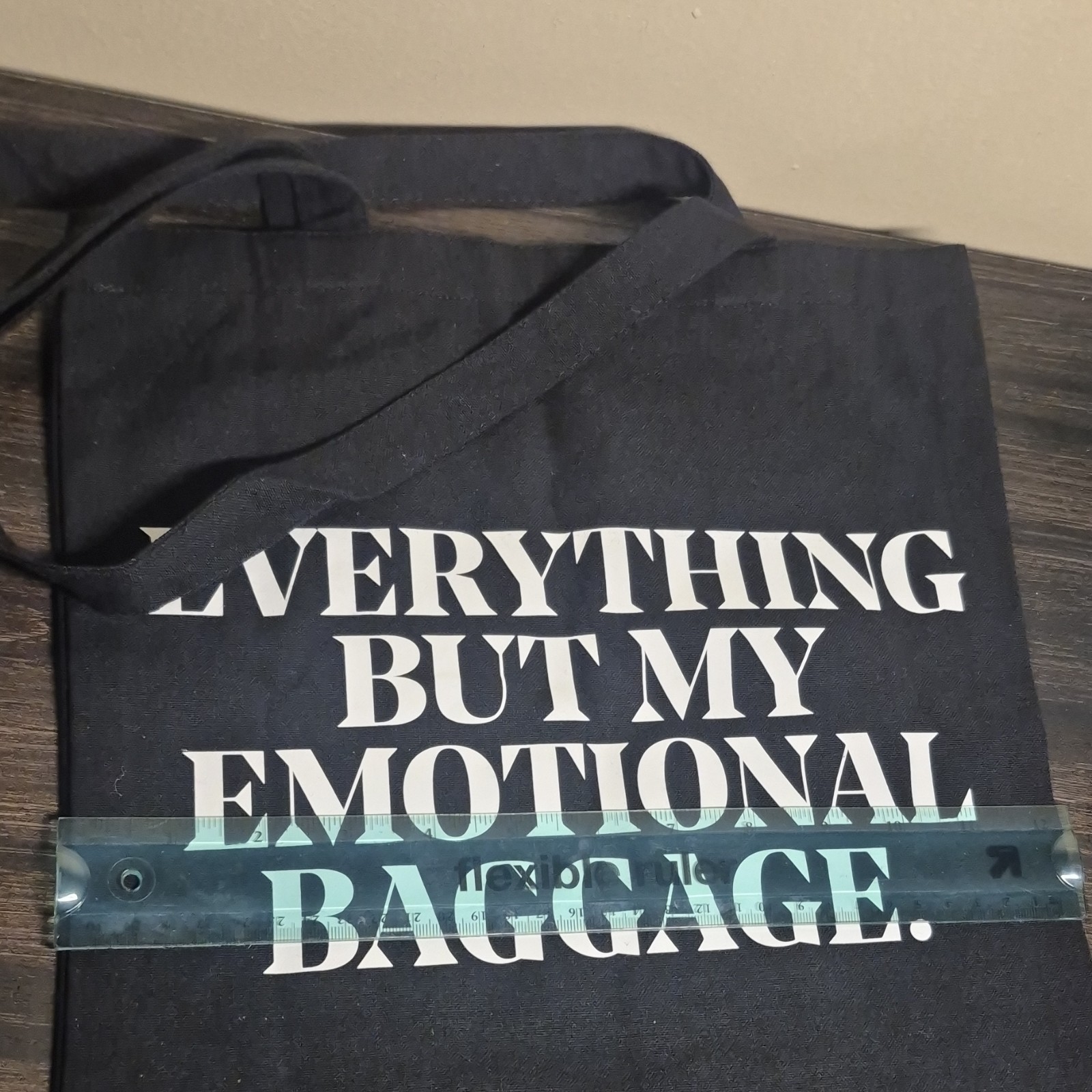 IL Makiage Black Canvas Foldable Tote Bag Medium Modern Text Pattern