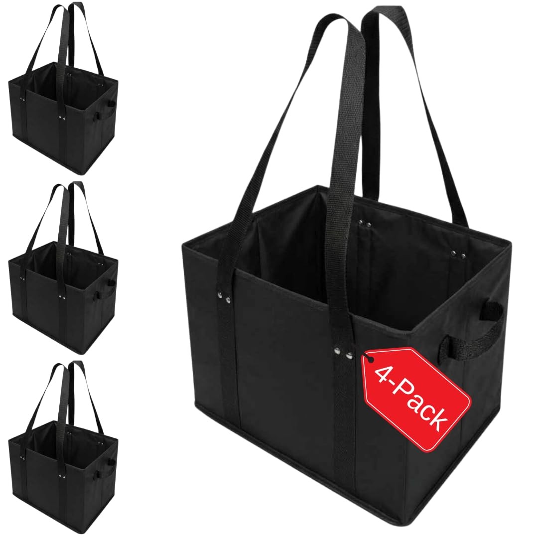 BAG-THAT! 4pk Reusable Grocery Bags Shopping Bags Tote Box Large Heavy Duty Groc