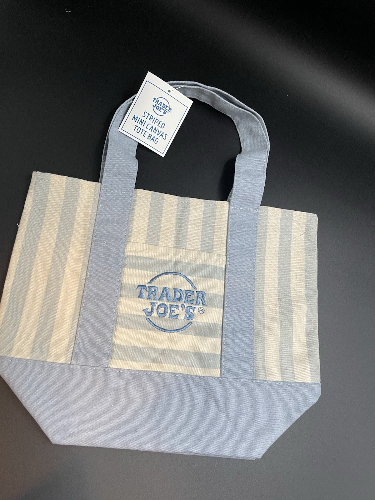 Trader Joe’s Mini Canvas Tote Bag Striped Multicolor 13x10x11 New