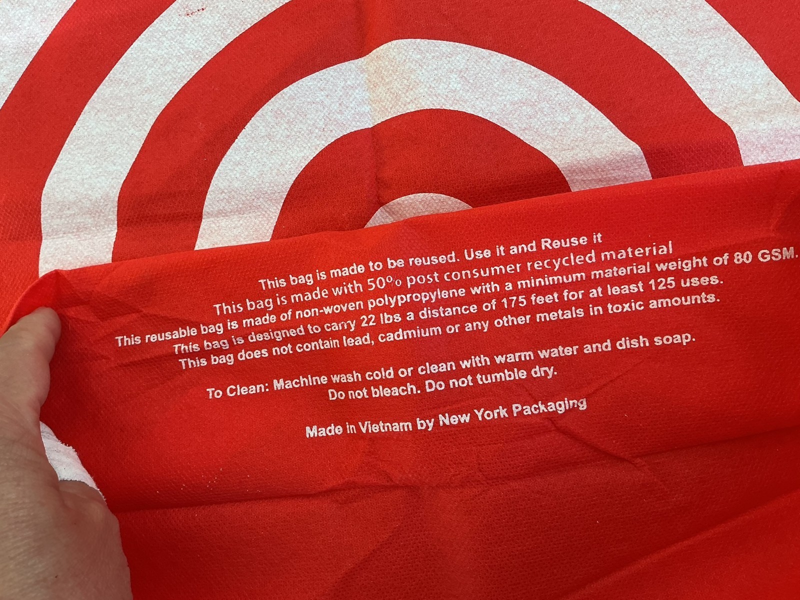 Target Reusable Grocery Shopping Bag Tote 17″x15″x7″ Washable NEW