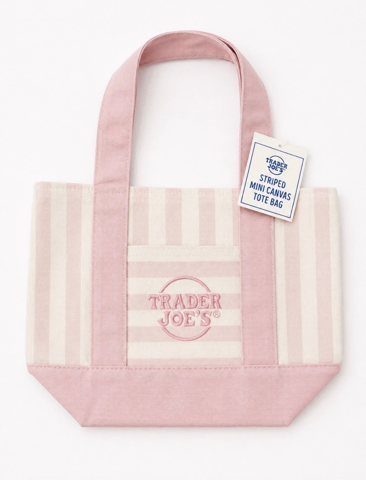 Trader Joe’s Mini Canvas Tote Bag, Multicolor Striped Stripe Pattern – Set of 3