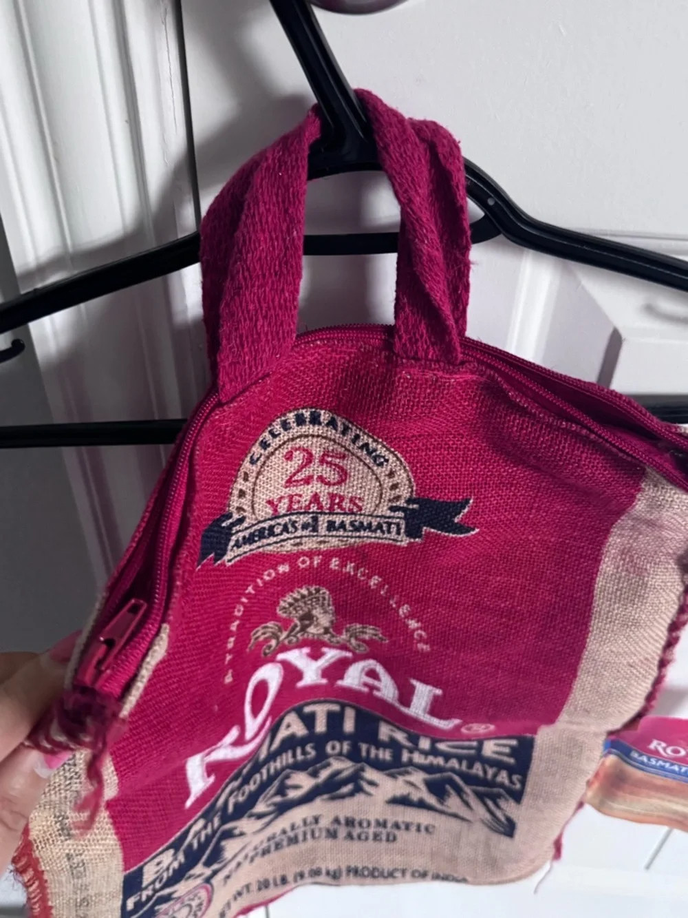 (no rice) Royal Basmati Rice Burlap Tote Bag Reusable Eco Market Bag Rustic Boho