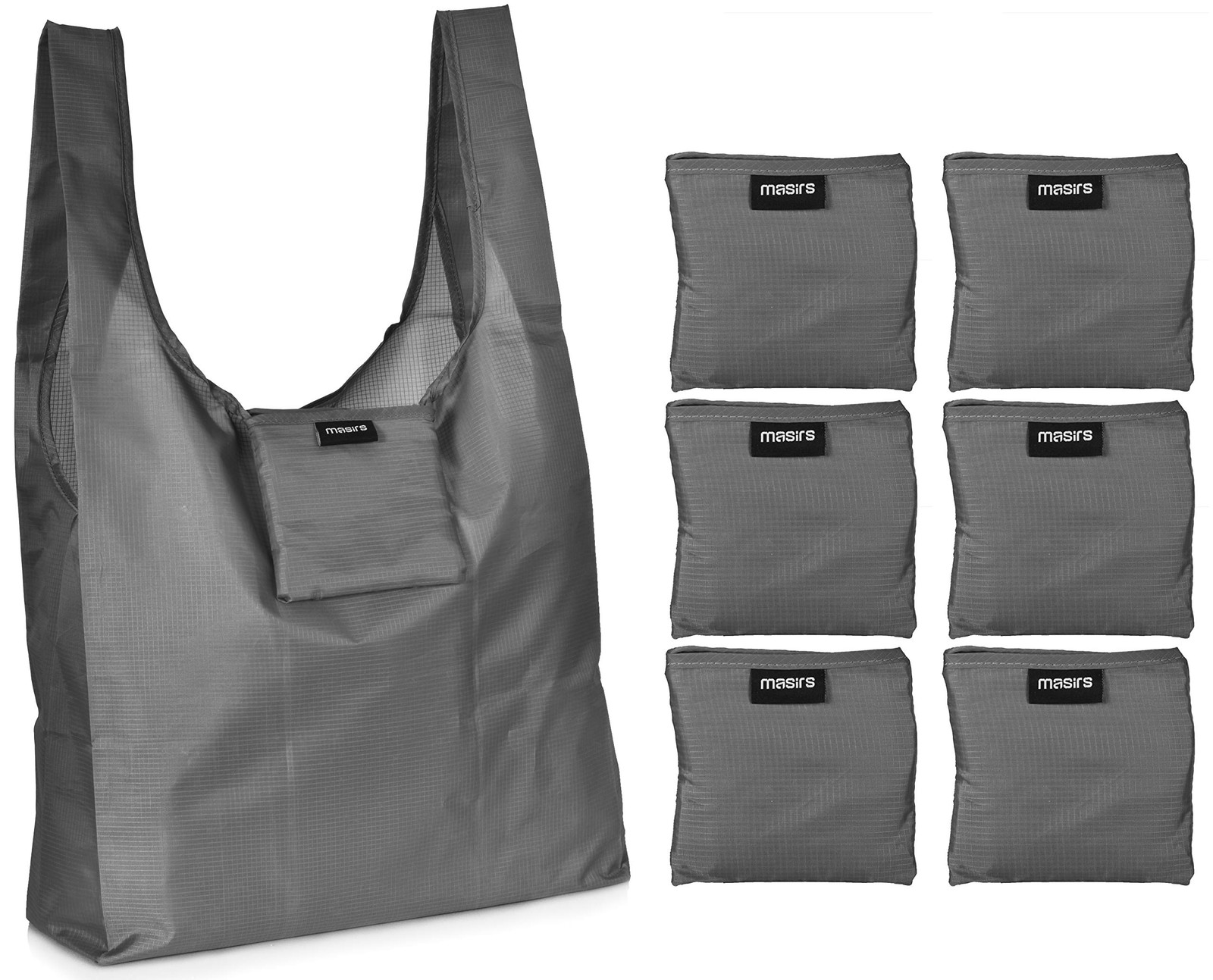 Reusable Grocery Bag 6pack | Grey Reusable Ripstop Bags Large Strong Eco Frien