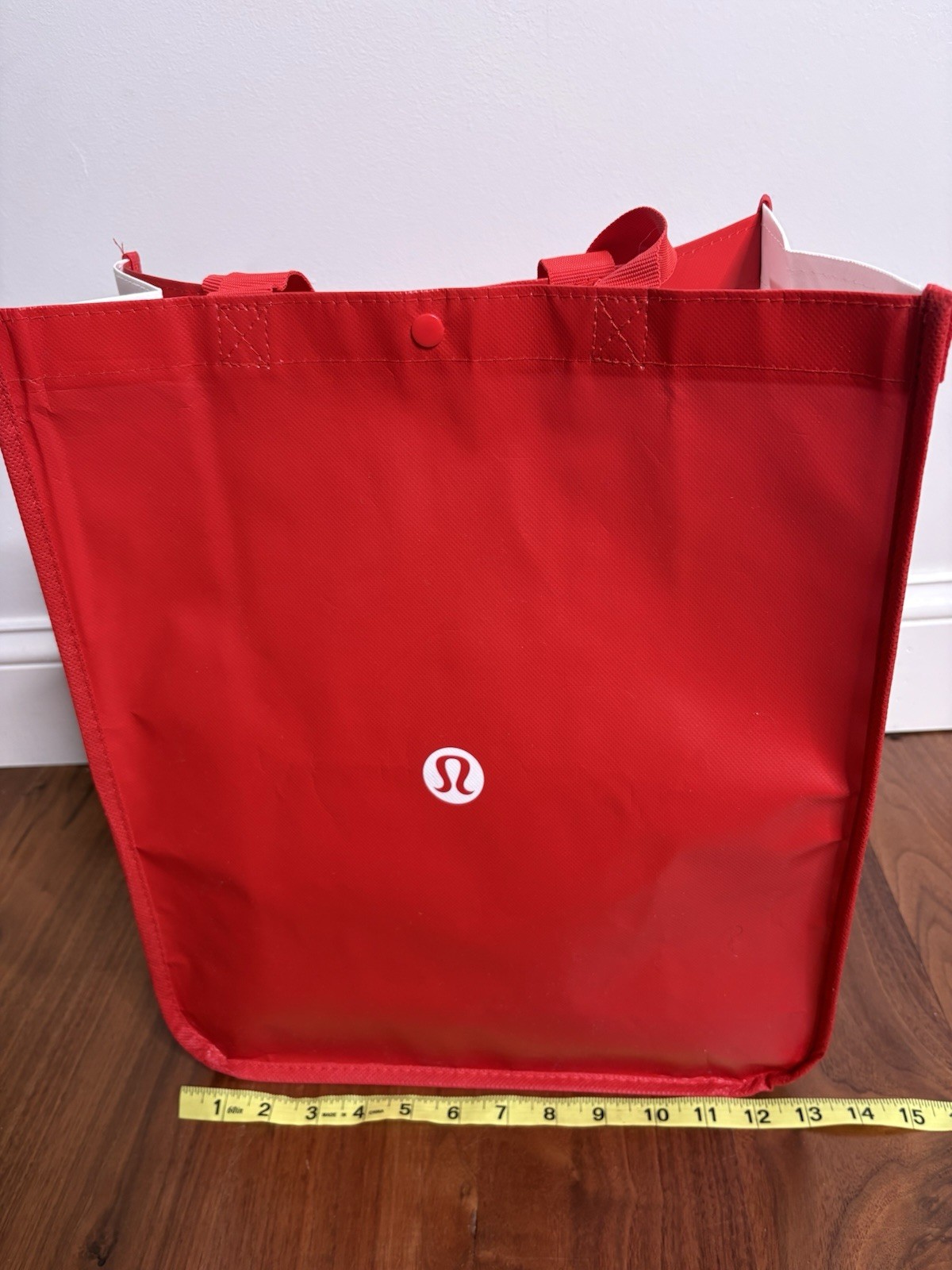 Lululemon Reusable Shopping Bag Large Red And White Logo