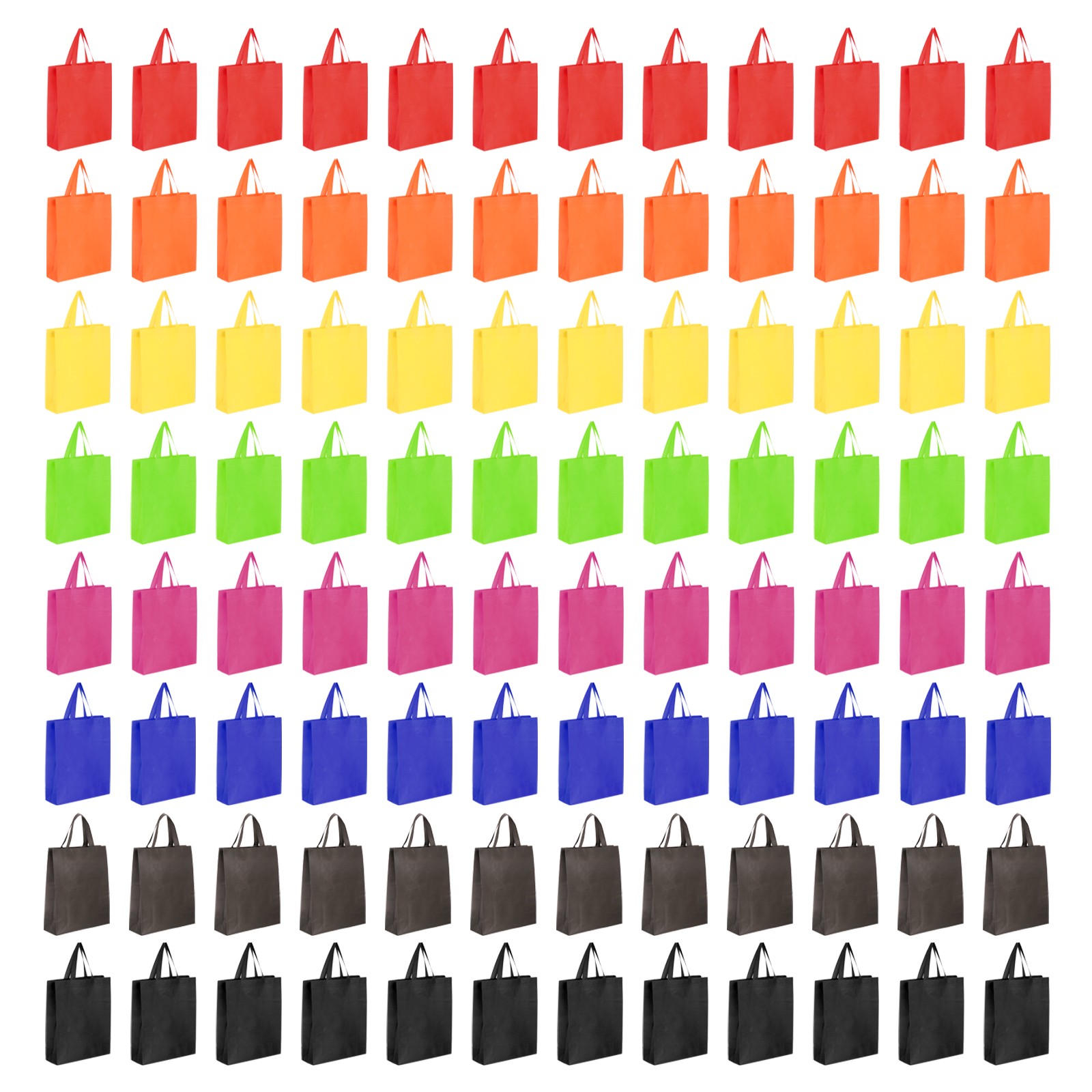 160Pcs Non-Woven Tote Bags, Reusable Gift Tote Bags 11.8 x 15 Inch 8 Color Mixed