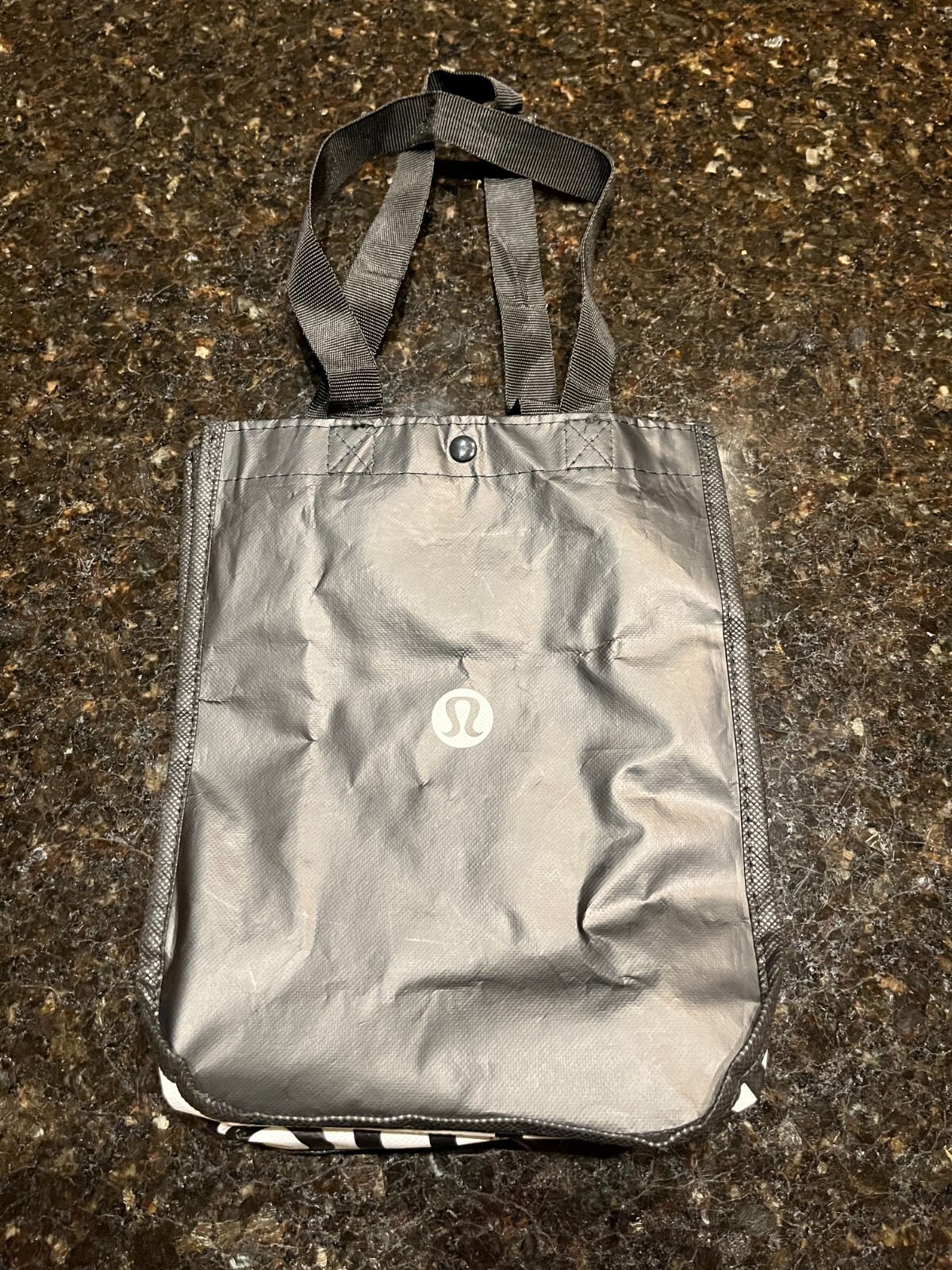 Lulu 10″ Reusable Shopping Tote Bag Black Snap Closure