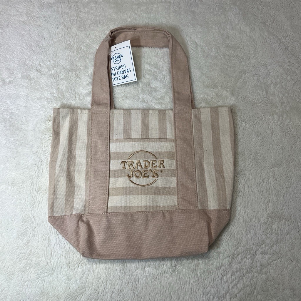Trader Joe’s Striped Mini Canvas Reusable Tote Bags 4-Pack Multicolor