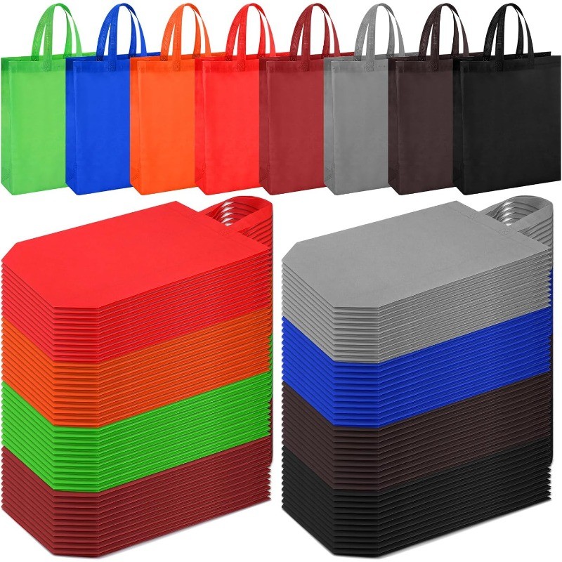 160 Pcs Reusable Non Woven Tote Bags Bulk 11.8x15x4 Inch Large Reusable Grocery