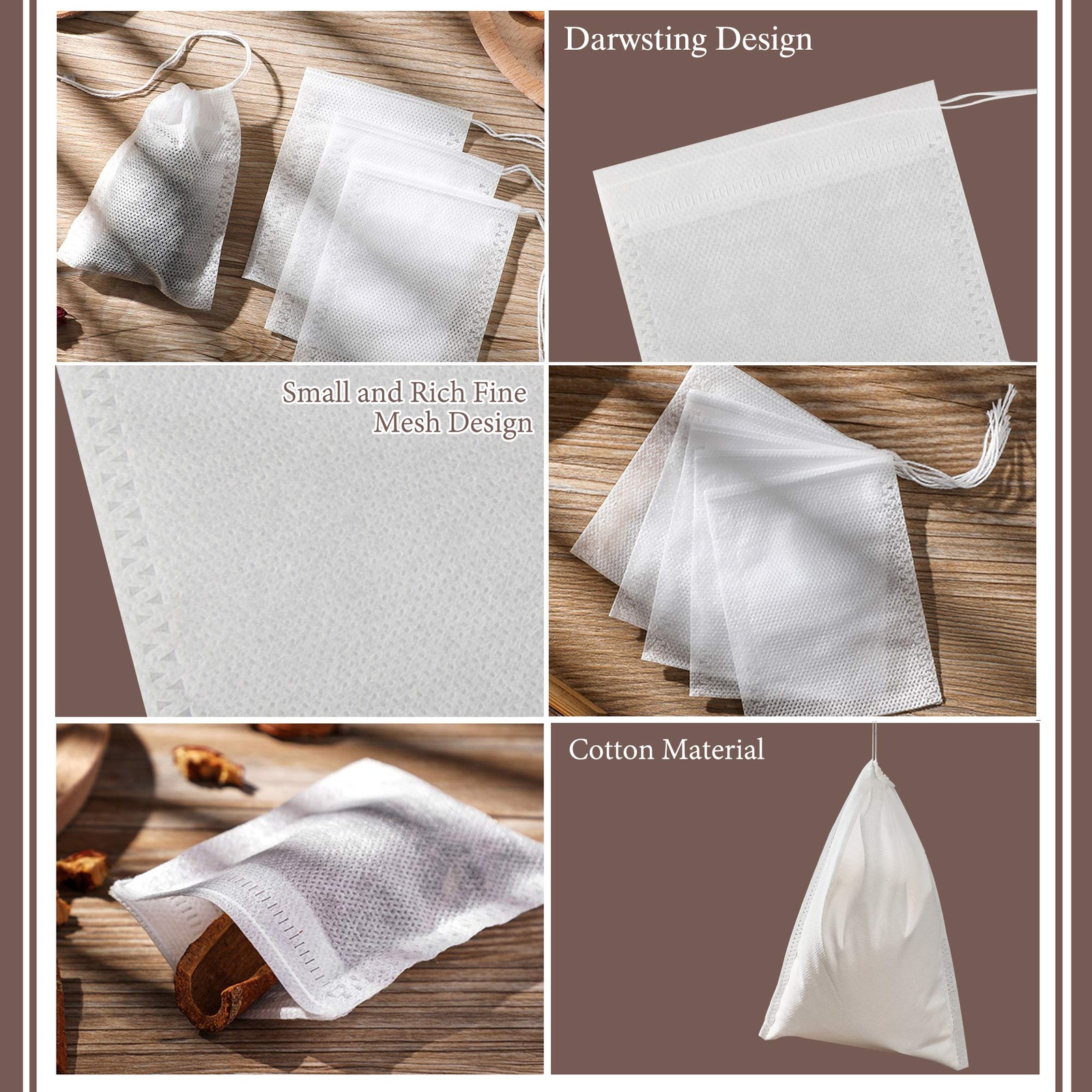 200 Pcs Disposable Tea Filter Bags, 4″ x 6″ /10 x 15cm Safe&Natural White