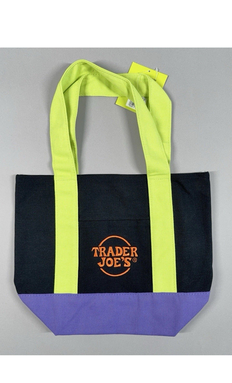 Limited Trader Joe’s Mini Black / Green Canvas Tote Bag NEW X