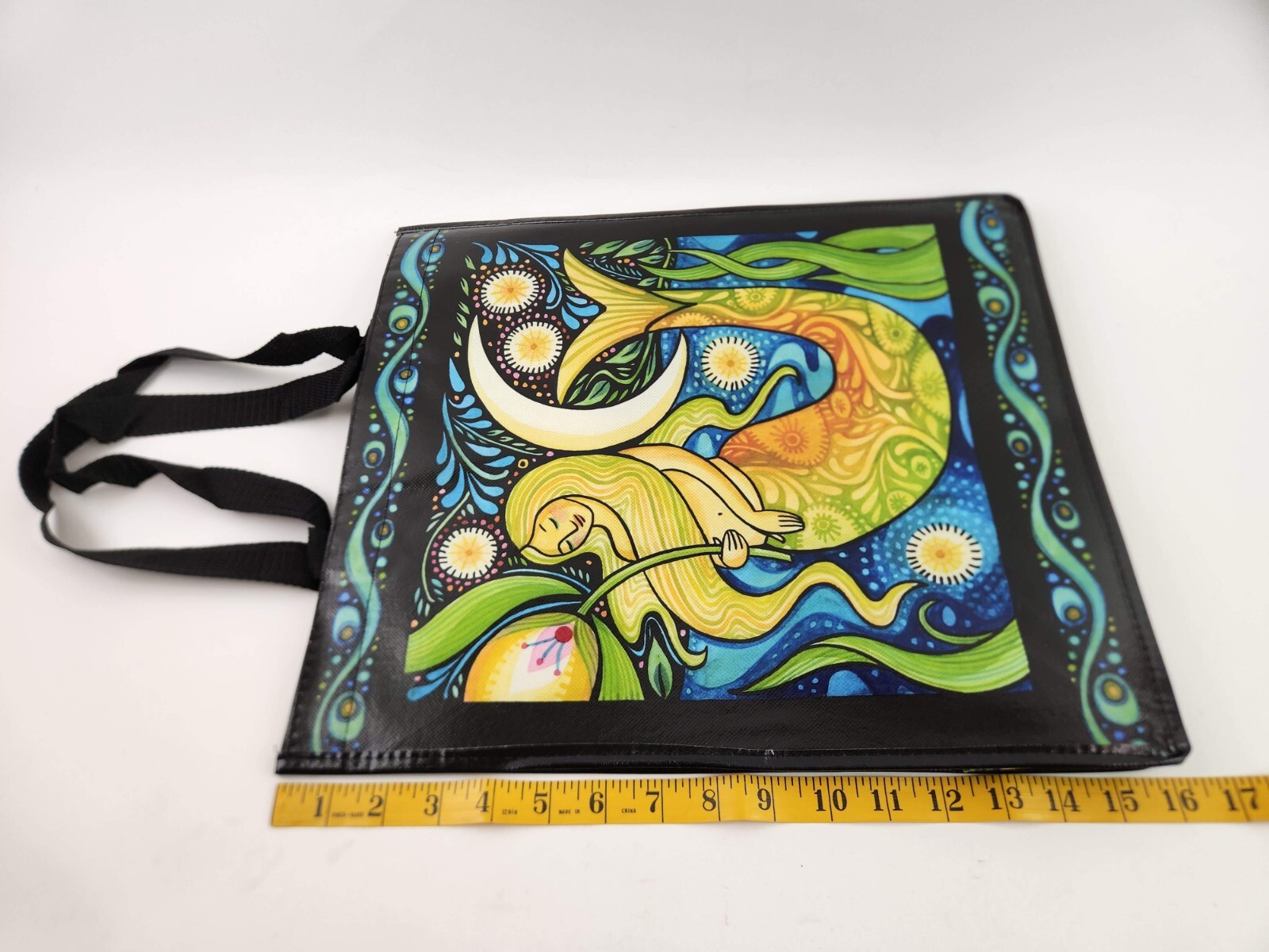 Oceanica Julie Paschkis Shopping Tote Reusable Folk Art Mermaid Octopus 14″x16″