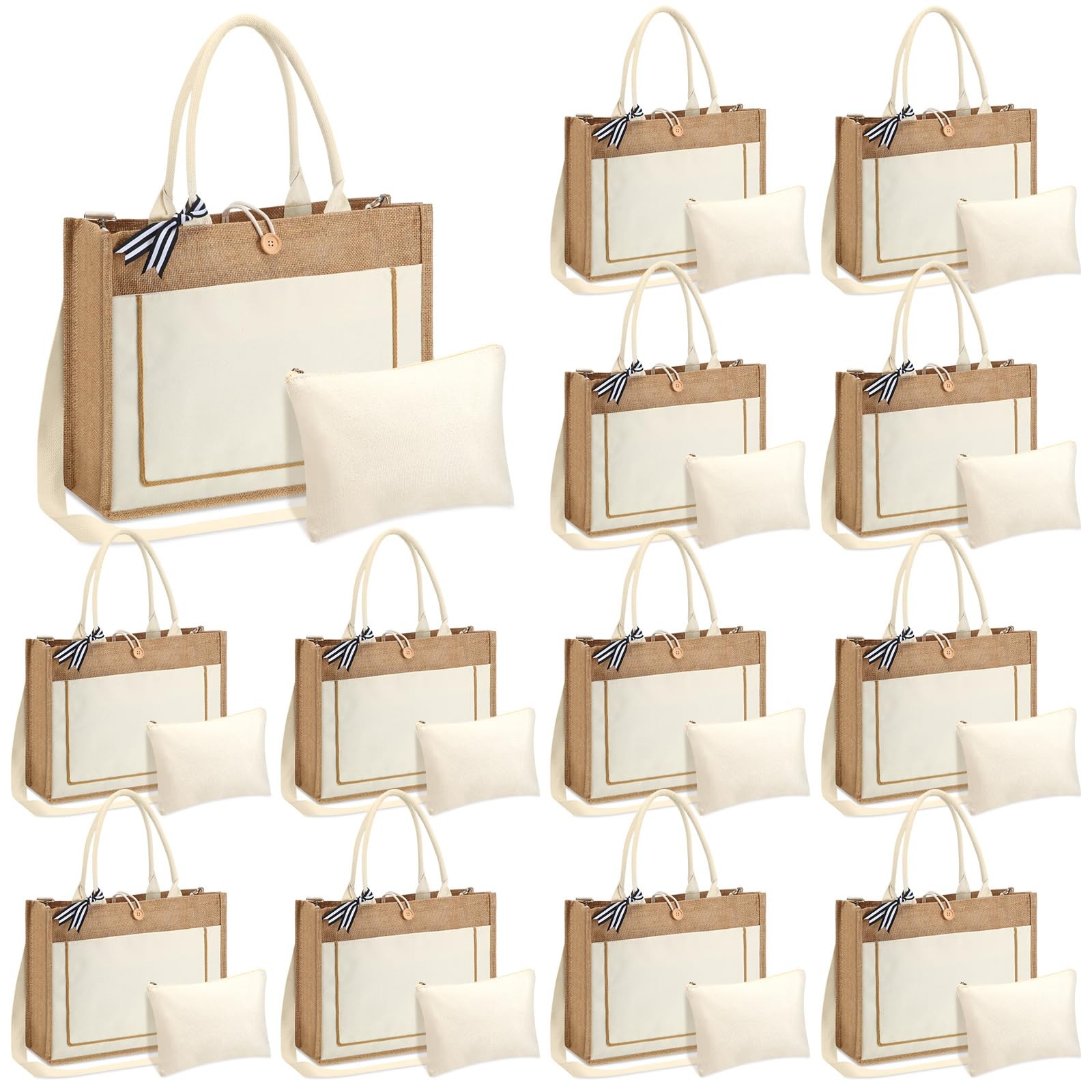 24 Pcs Burlap Tote Bags Bulk Large Reusable Jute Tote Gift Bags 17 x 6.3 x 13…