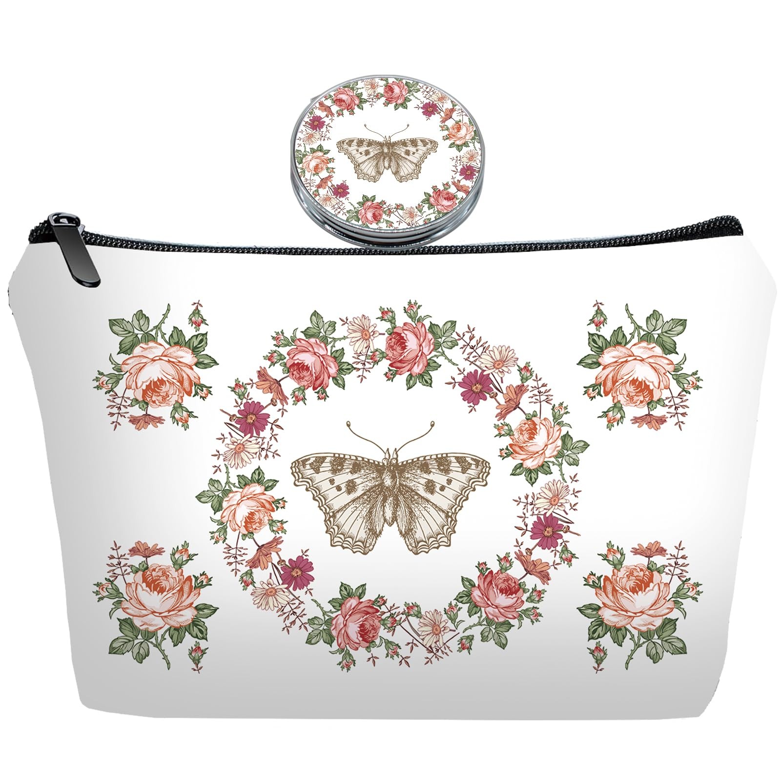 JIEXAGEZOS Personalized butterfly floral Travel Butterfly floral-white-2S