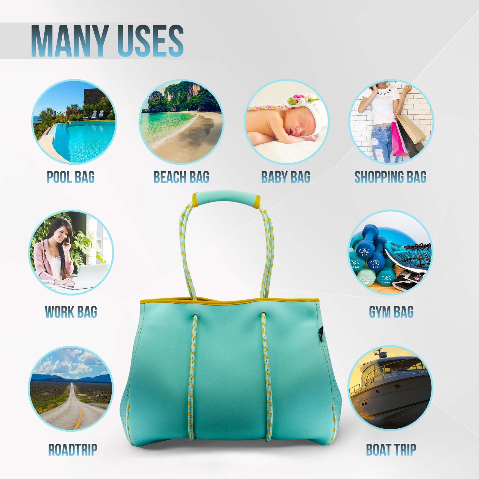 Large Designer Neoprene Beach Bag Tote Versatile Travel Tote Perfect For Boat…