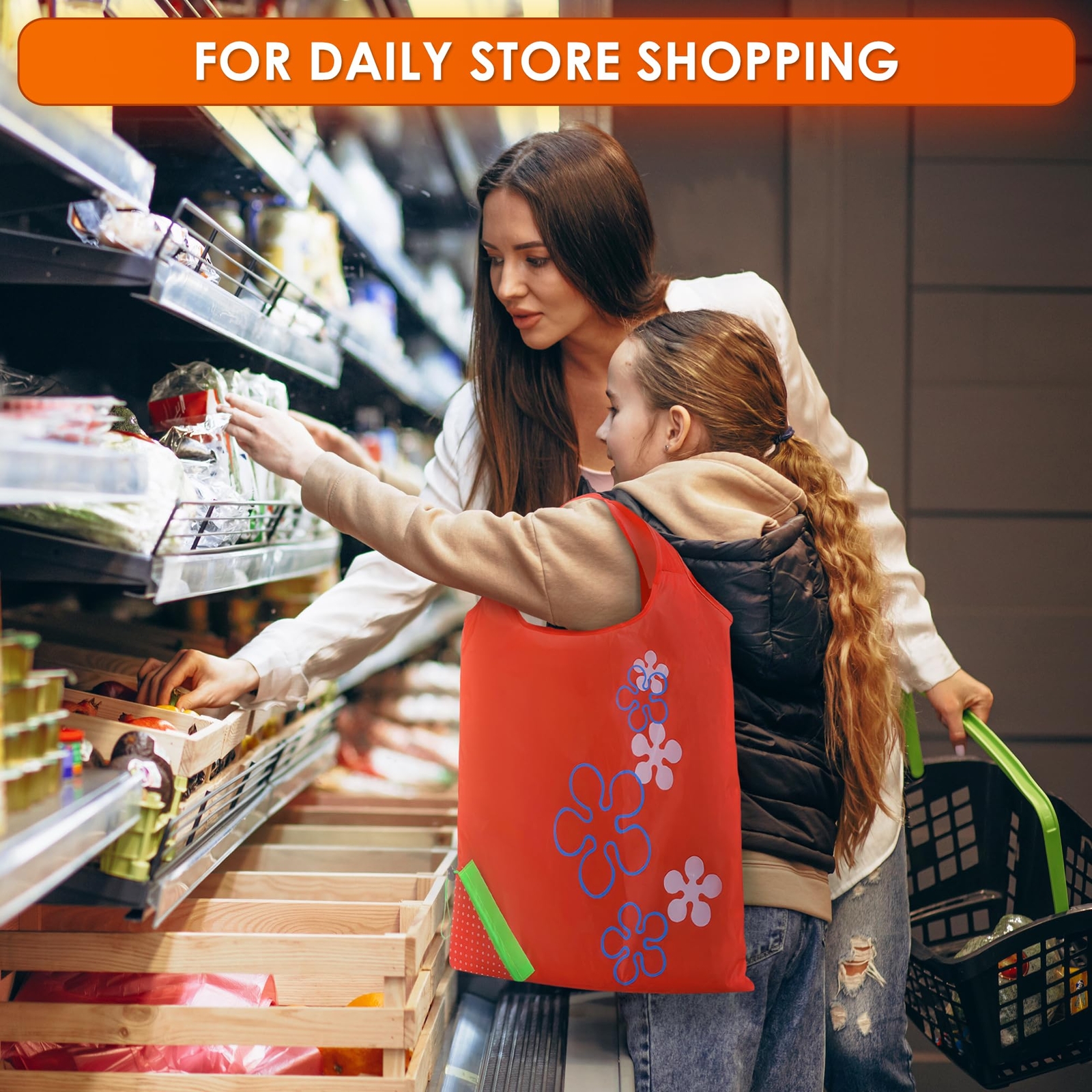 5 Pcs Cute Reusable Grocery Bags In Pouch Fruit Shaped Reusable Bags With Handle