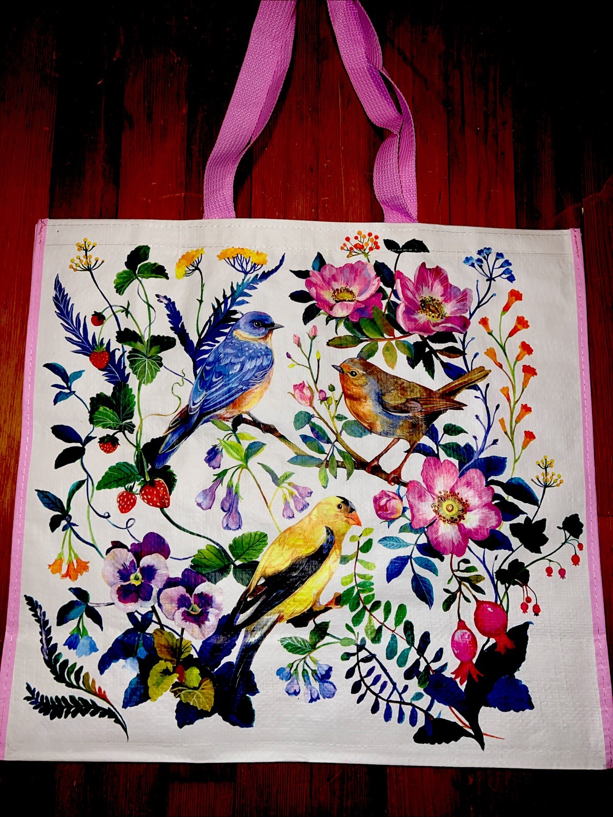 REUSABLE SHOPPING TRAVEL TOTE BAG FLORAL🦋 ECO FRIENDLY TJX BIRDS🌸