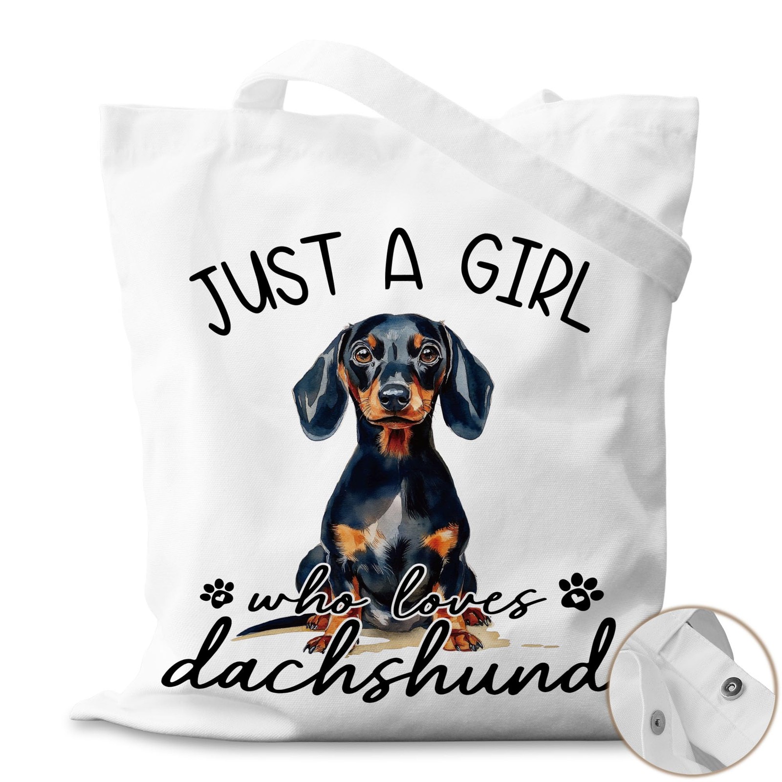 Just a Girl Who Loves Dachshund Dog Canvas Tote Bag for Books, Travel & Daily…