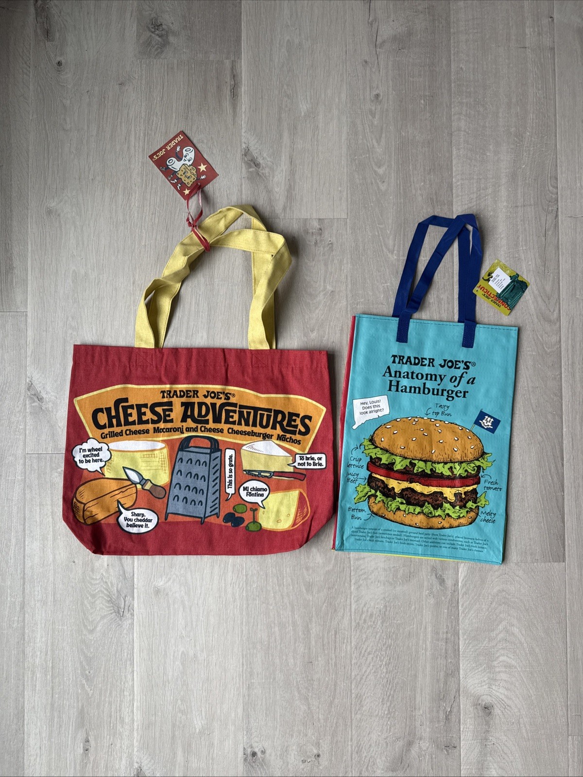 Trader Joes Reusable Bags Cheeseburger W/ Cheese Experience Lot Of 2