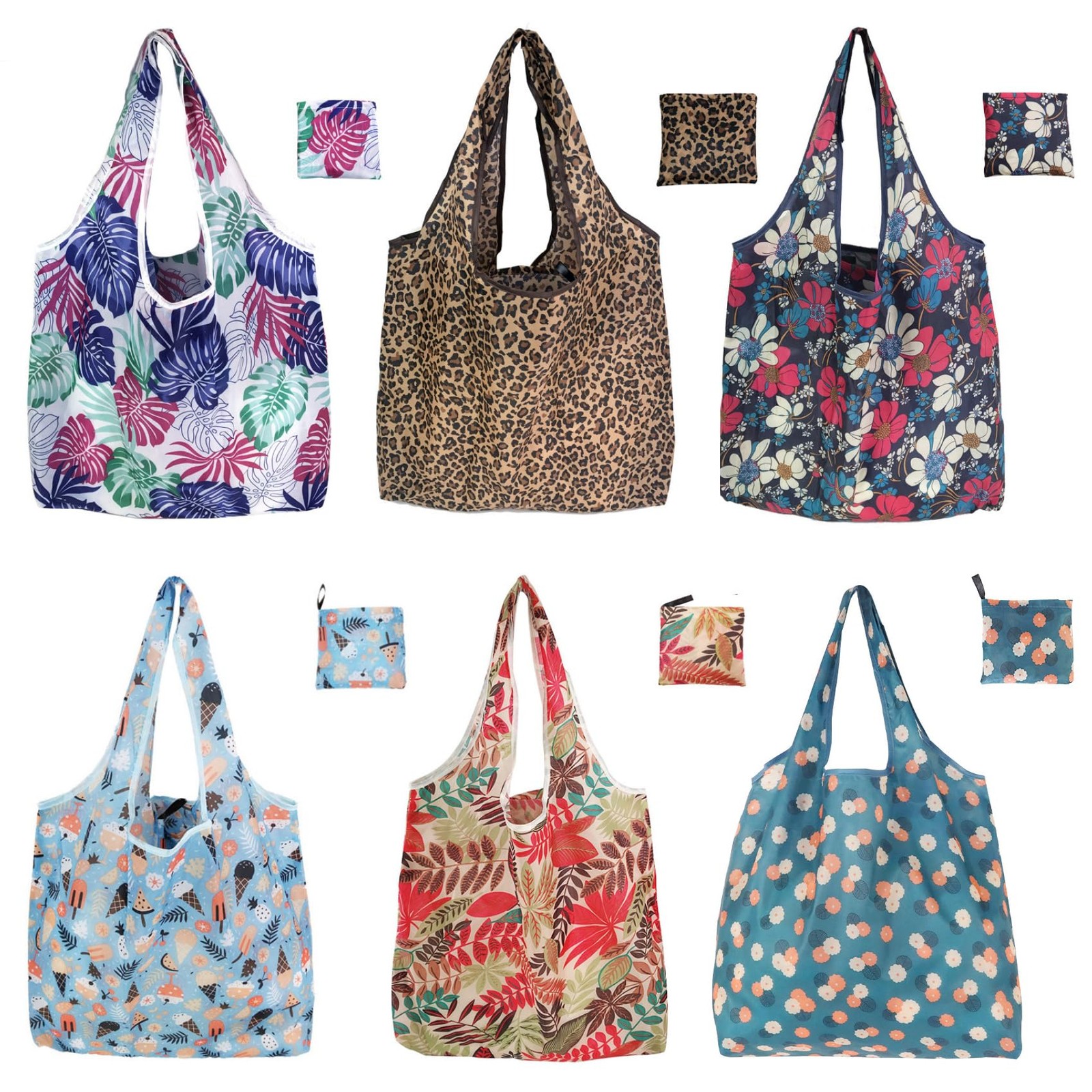 Reusable Foldable Shopping Bags Grocery Totes Machine Washable For Groceries