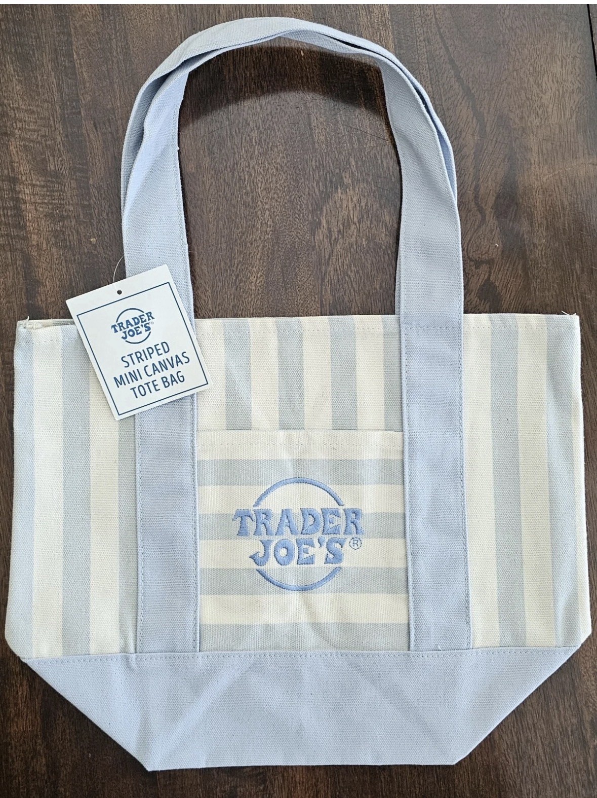 Trader Joe’s Striped Mini Canvas Tote Bag Multicolor 13x6x10 in New
