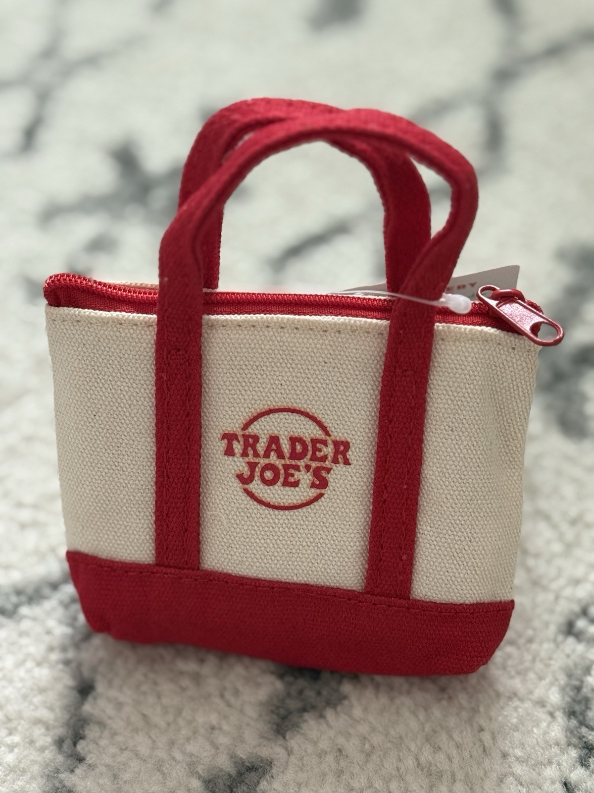 NWT Trader Joe’s Micro Canvas Tote With Matching Nylon Grocery Bag (RED)