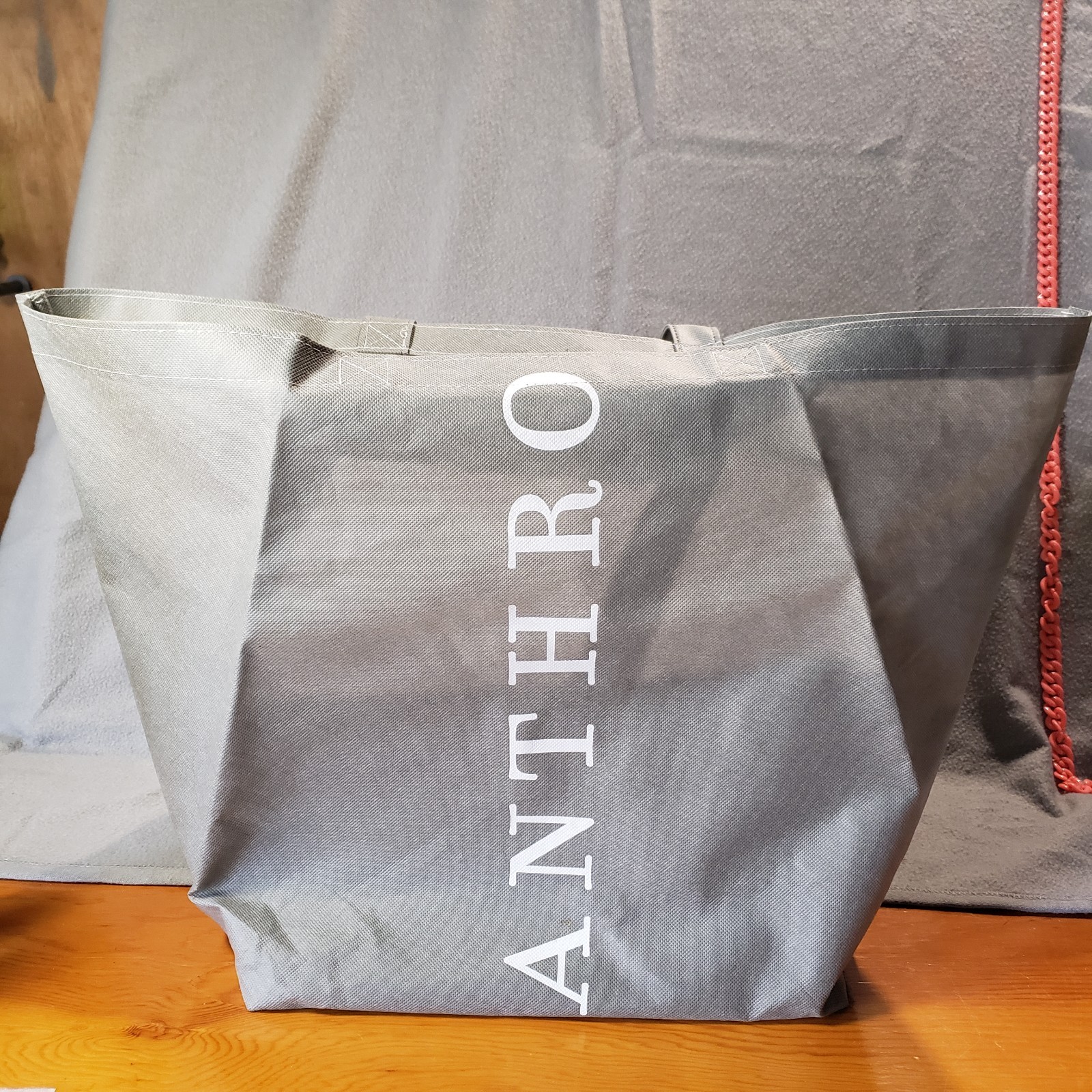 Anthropologie Branded Reusable Tote Bag Grey 16x13x12 inches