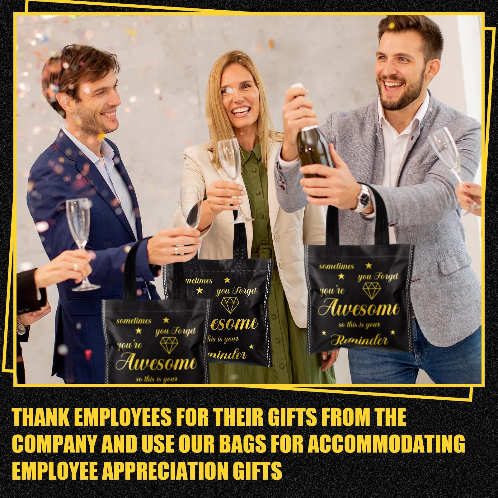 50 Pcs Thank You Gift Bags with Handles Bulk Reusable Non Woven Appreciation …