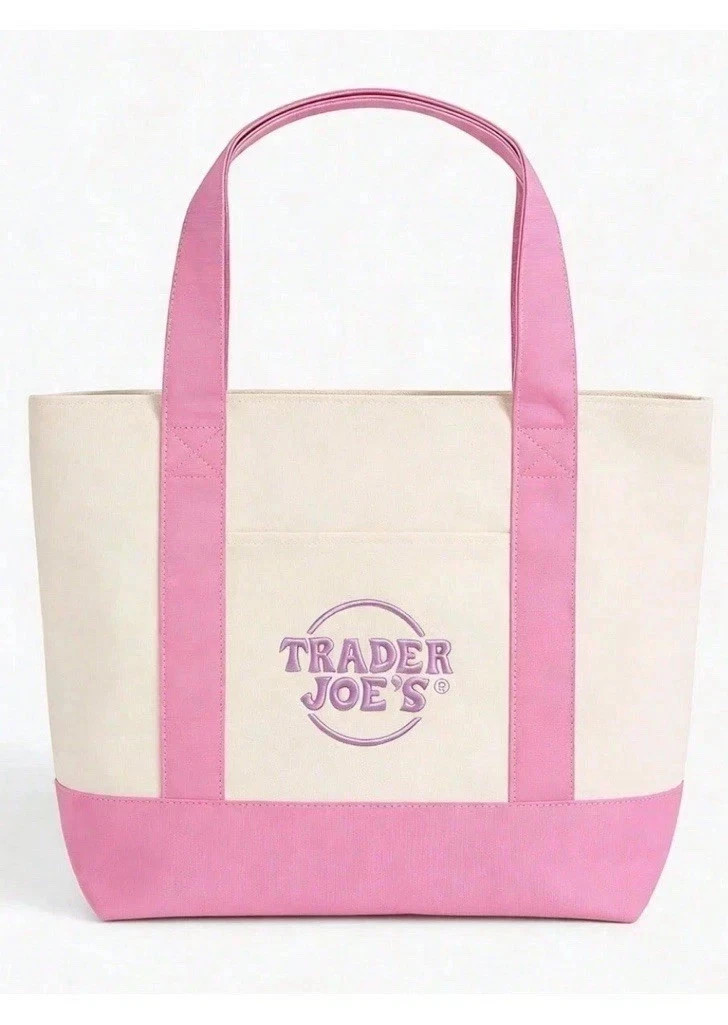 Trader Joe’s Spring 2026 Mini Canvas Tote Bag Easter RedPinkBlueG Limited Editio