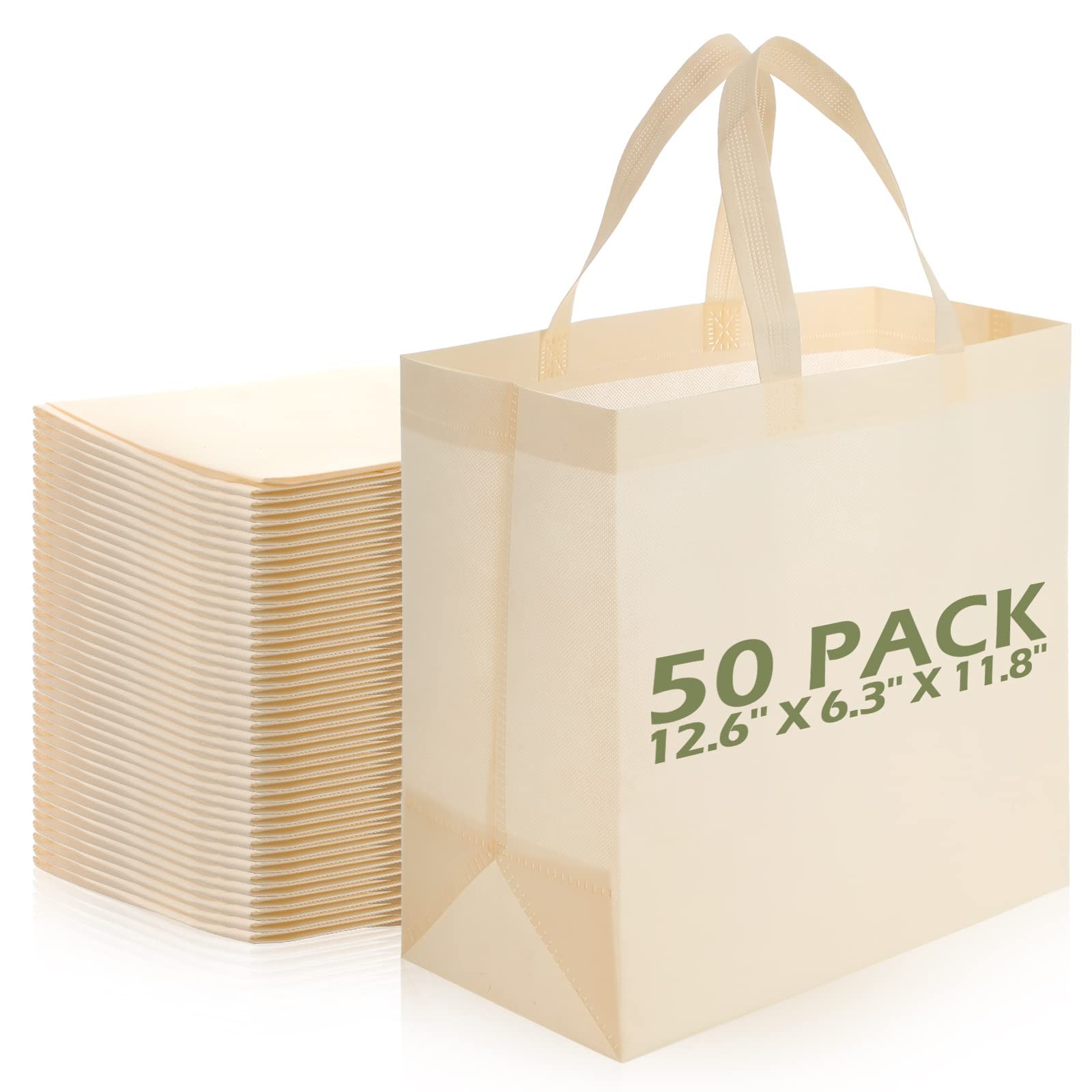 50 Pieces Reusable Totes Bag Bulk, Shopping Bags Non Woven Grocery Bag with Hand