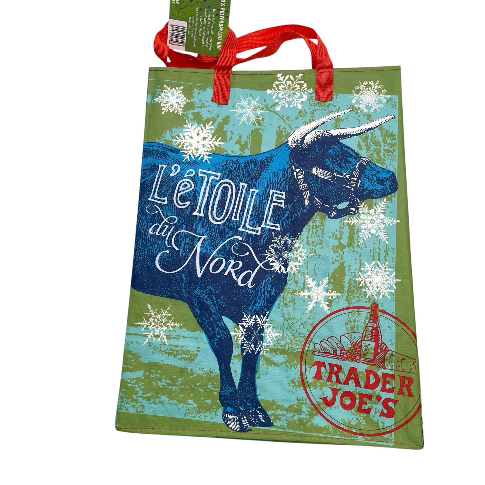 Trader Joe’s Bag Reusable Tote Minnesota Blue Steer Bull L’e Toile