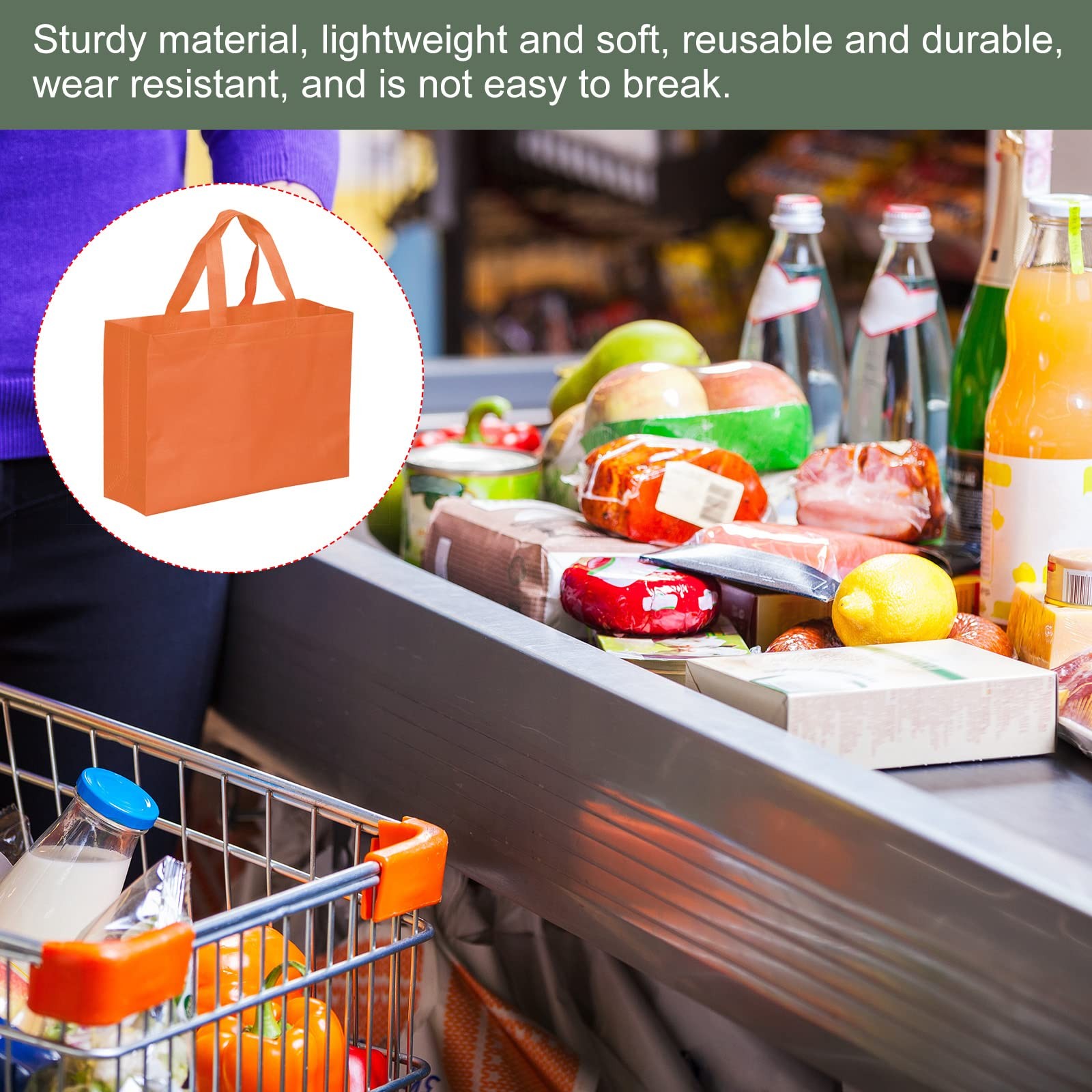 10 PCS Reusable Gift Bags DIY Blank NonWoven Tote Craft 25x35cm Orange