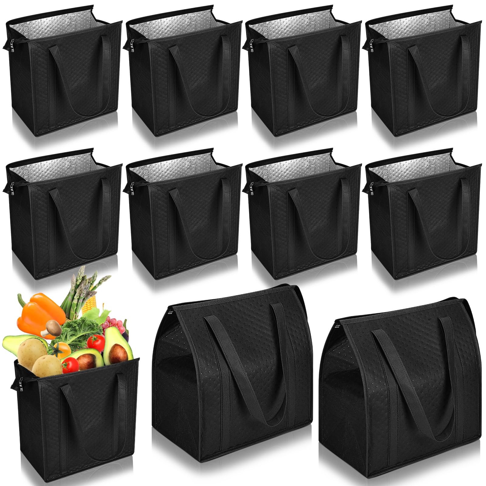Insulated Grocery Bags Reusable Shopping Bags with Handles 13 x 12 x 7 Inch