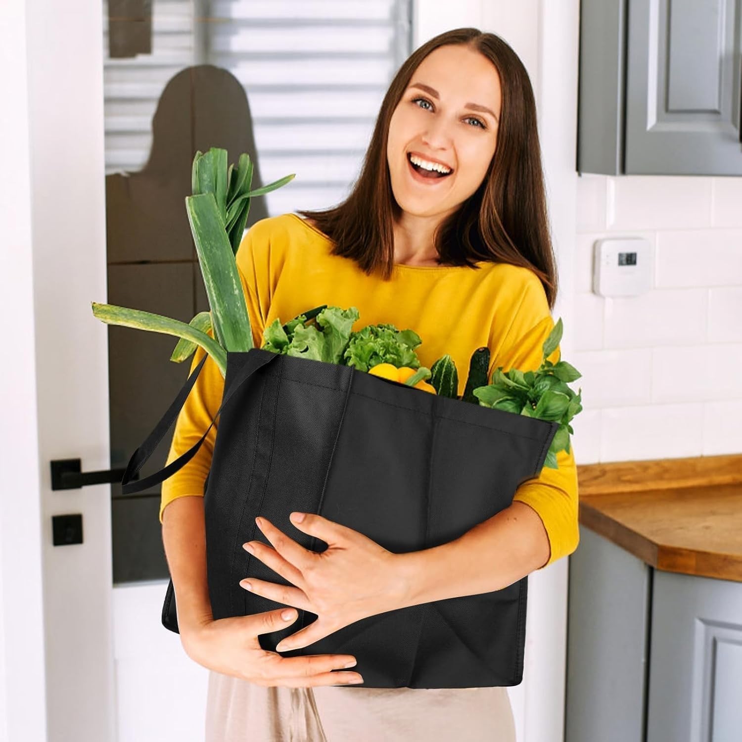 Reusable Grocery Shopping Bags 10 Pack Large Foldable Tote Bags Bulk, Eco Pro…
