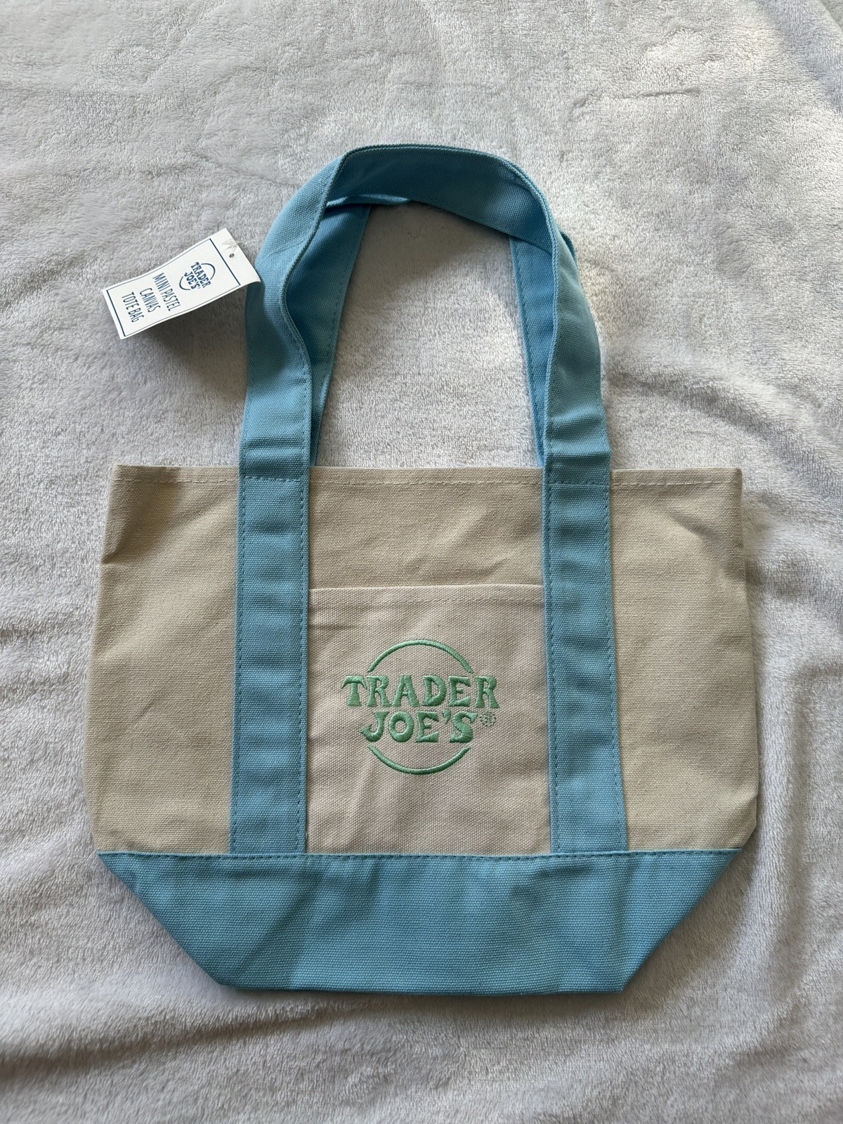 Trader Joe’s – Mini Pastel Canvas Tote Bag – Pastel Blue