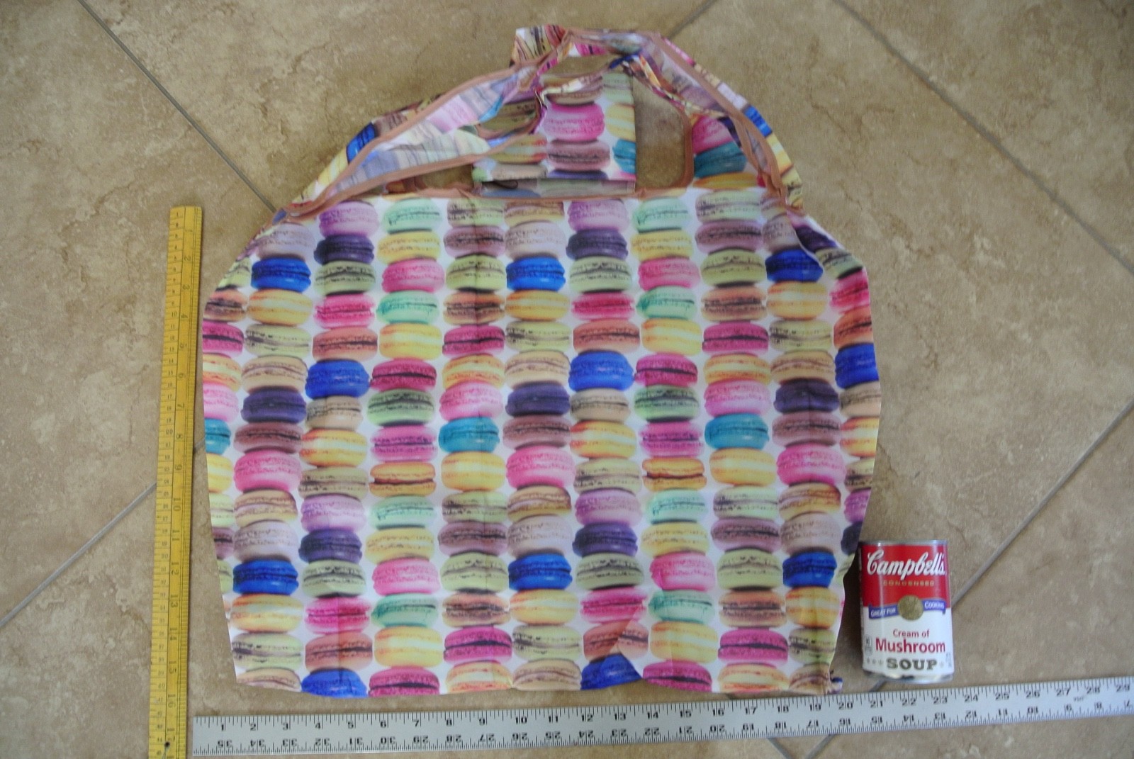 Rainbow French Macaroons desert Recycling nylon shopping tote shoulder bag NEW