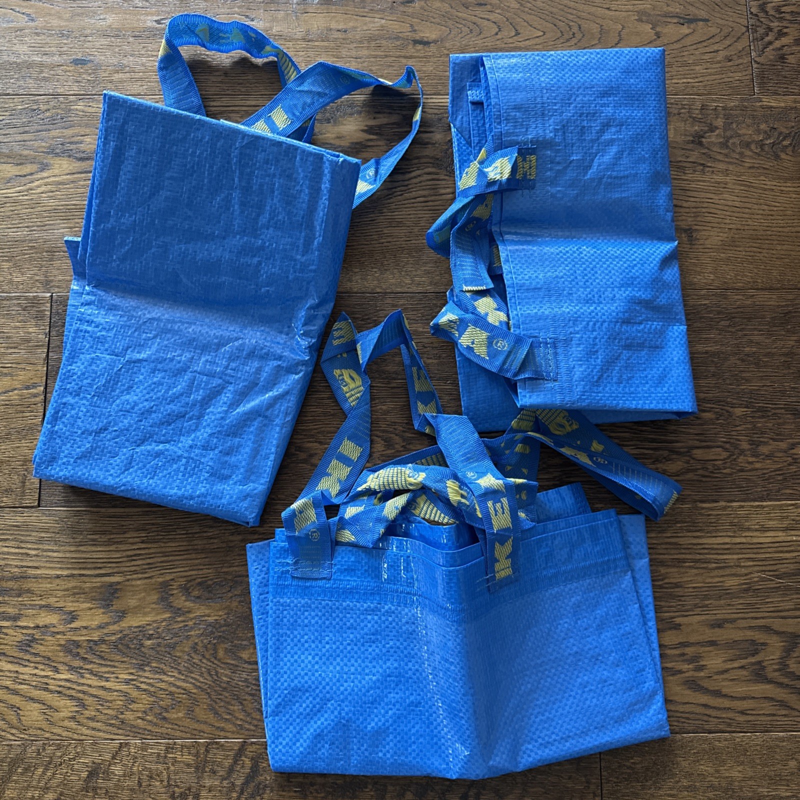 Lot of 3 IKEA Large Blue Bag Shopping Grocery Laundry Storage Tote Bags FRAKTA