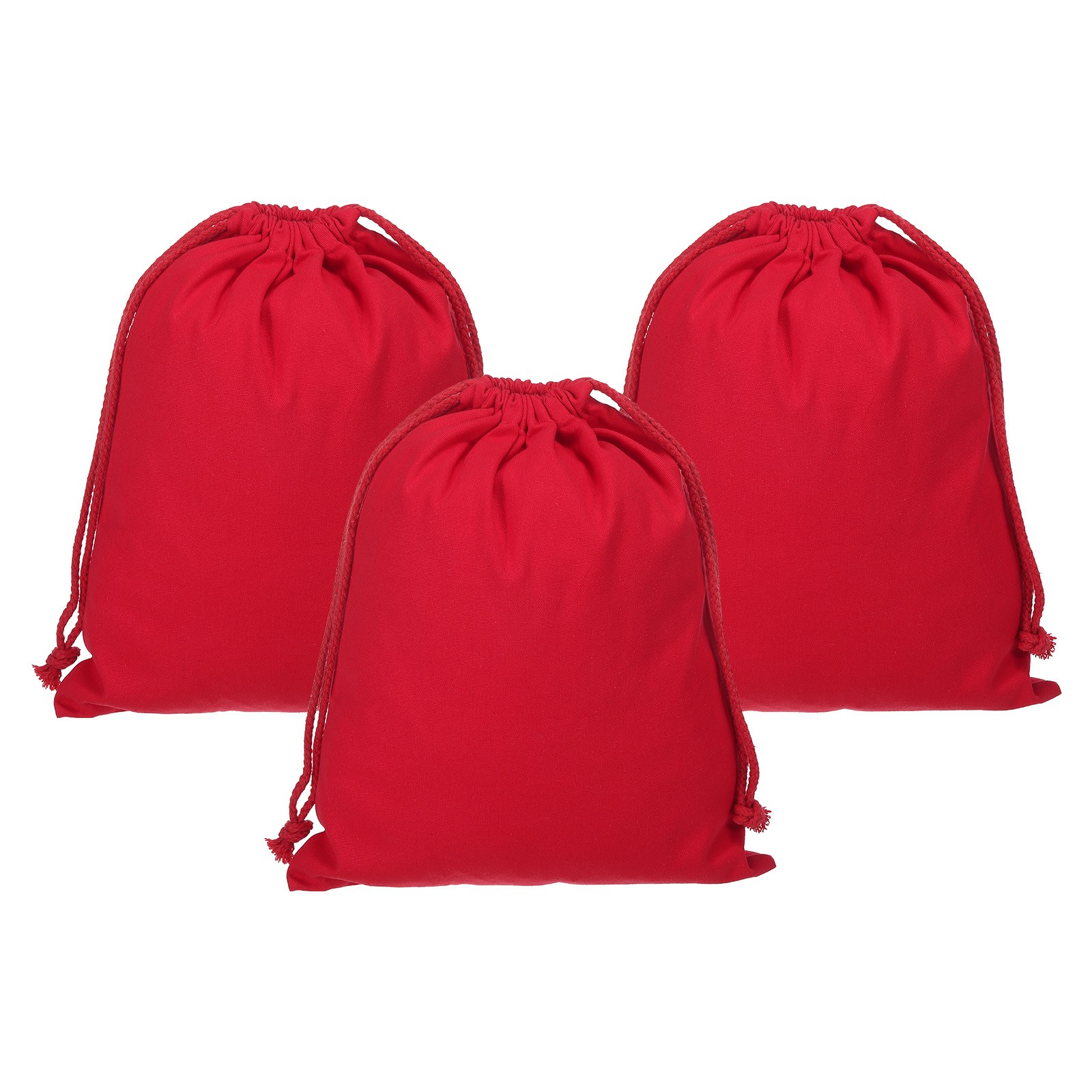 3Pack Reusable Drawstring Bags 10×12.6 Inch Multipurpose Cotton Dust Bags Red
