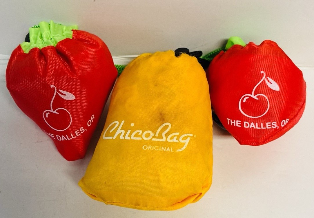 Lot of 3 Reusable Shopping Tote Bags ChicoBag The Dalles OR Fruit Pouches – NEW