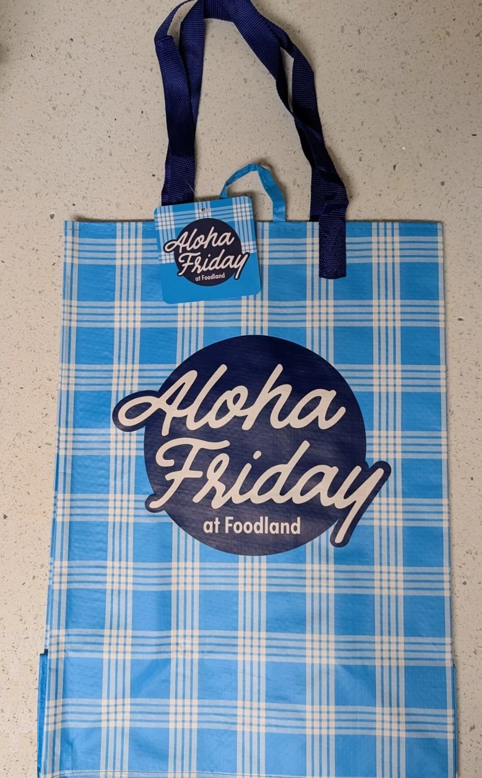 Foodland Hawaii “Aloha Friday” Palaka Print Reusable Shopping Tote Bag NEW!