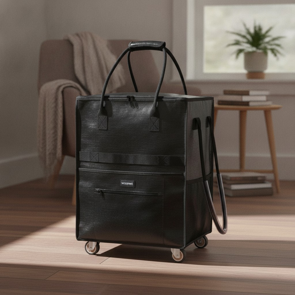 Reusable Grocery Bag with Heave-Duty Wheels, 60L Large Capacity Rolling Tote …