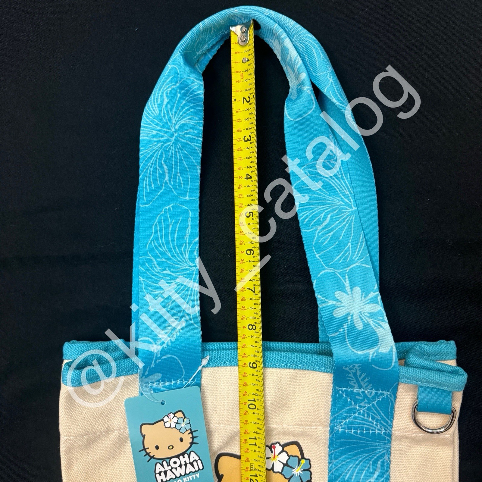 ABC Stores Hawaiʻi: Sun Tan Hello Kitty Big Face Mini Canvas Tote Bag, Blue