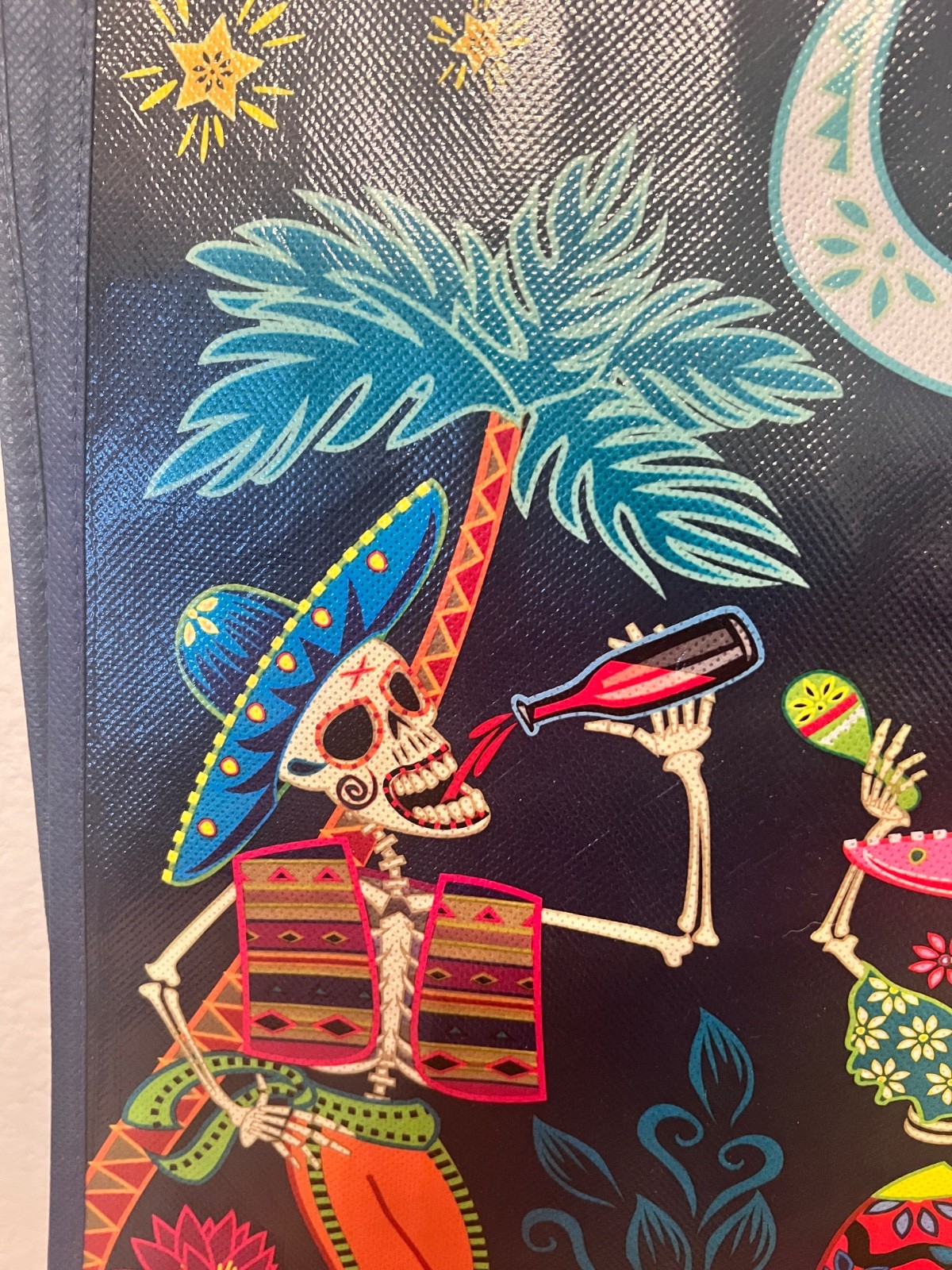 Legacy Dia de los Muertos Reusable Purple Trick or Treat Tote Bag with Handles
