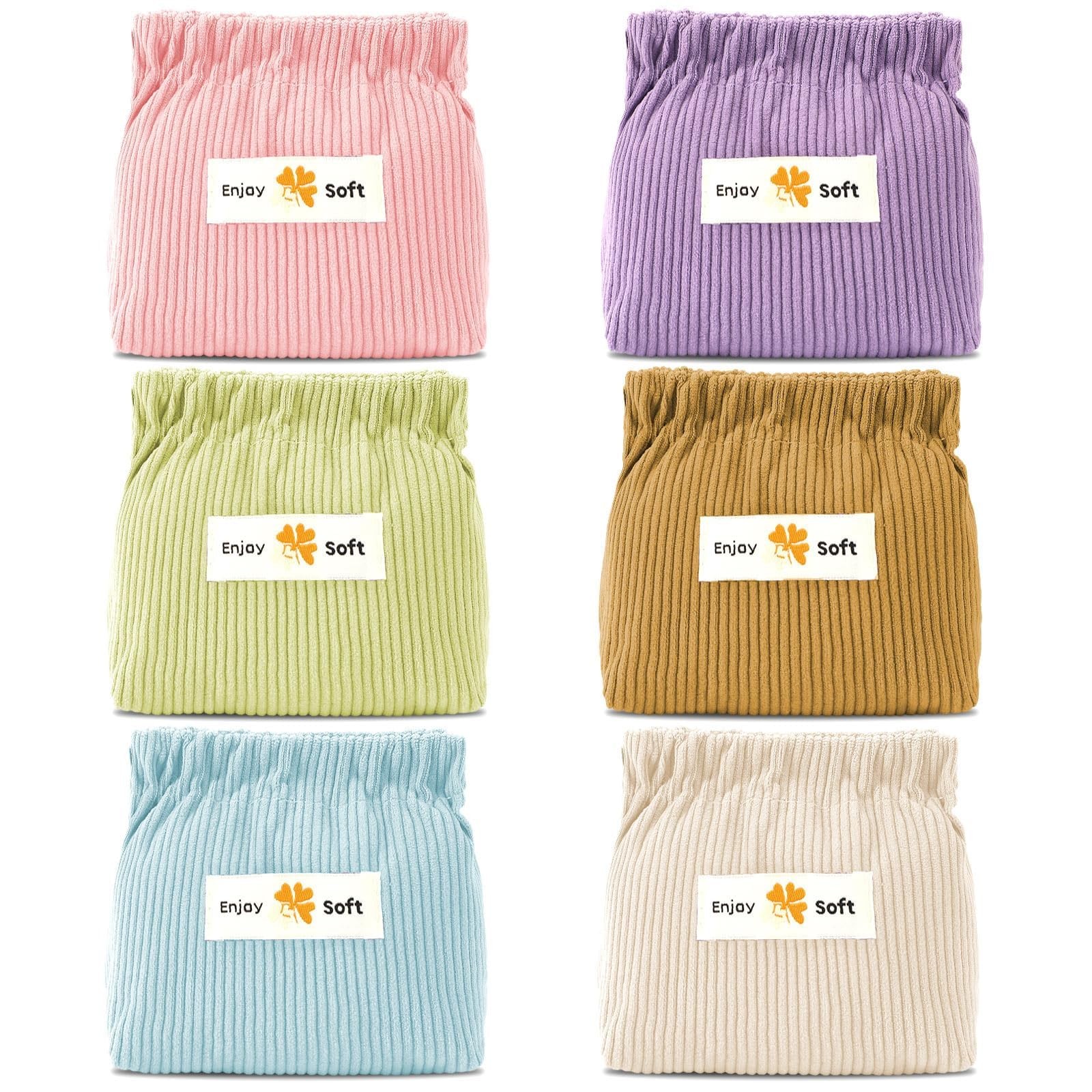 AUGSUN 6pc Corduroy Elastic Hair Tie 5.11 x 1.96 x 4.72 IN, 6 Colors