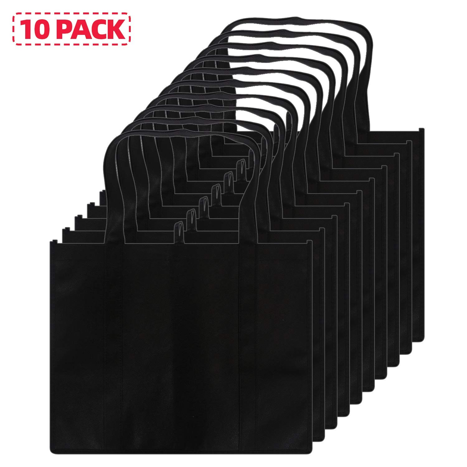 Set of 10 Reusable Grocery Bags Extra Large Foldable Heavy Duty Shopping Tote…